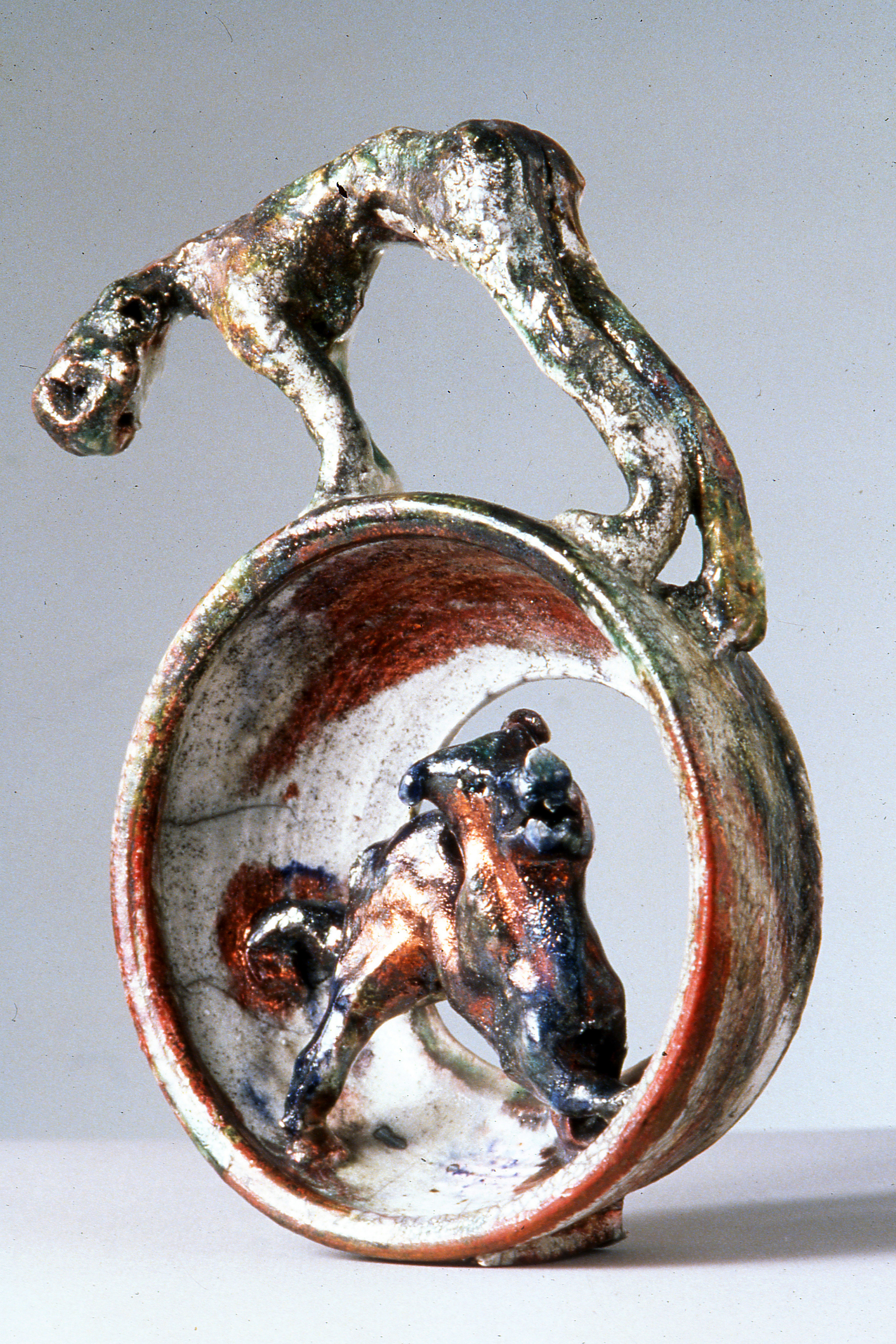 Barrel Rider with Dog. h. 30cm