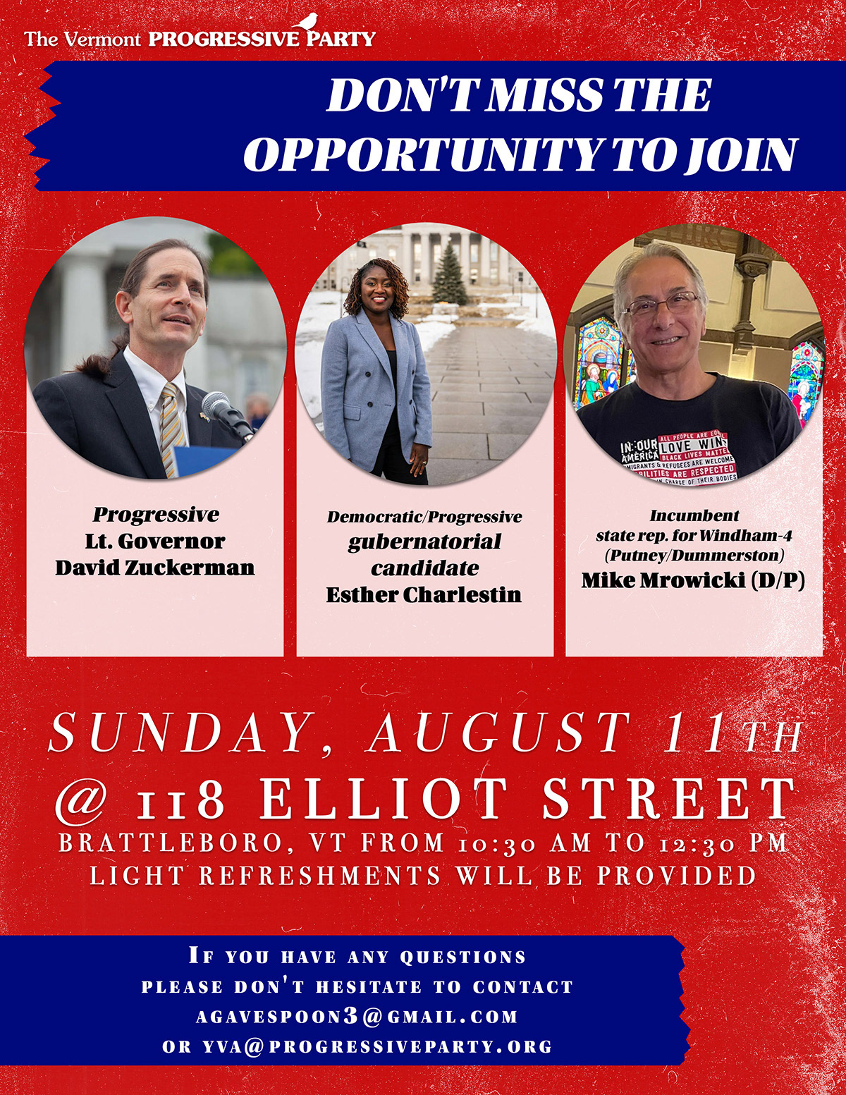 Flyer for Vermont Progressive Party