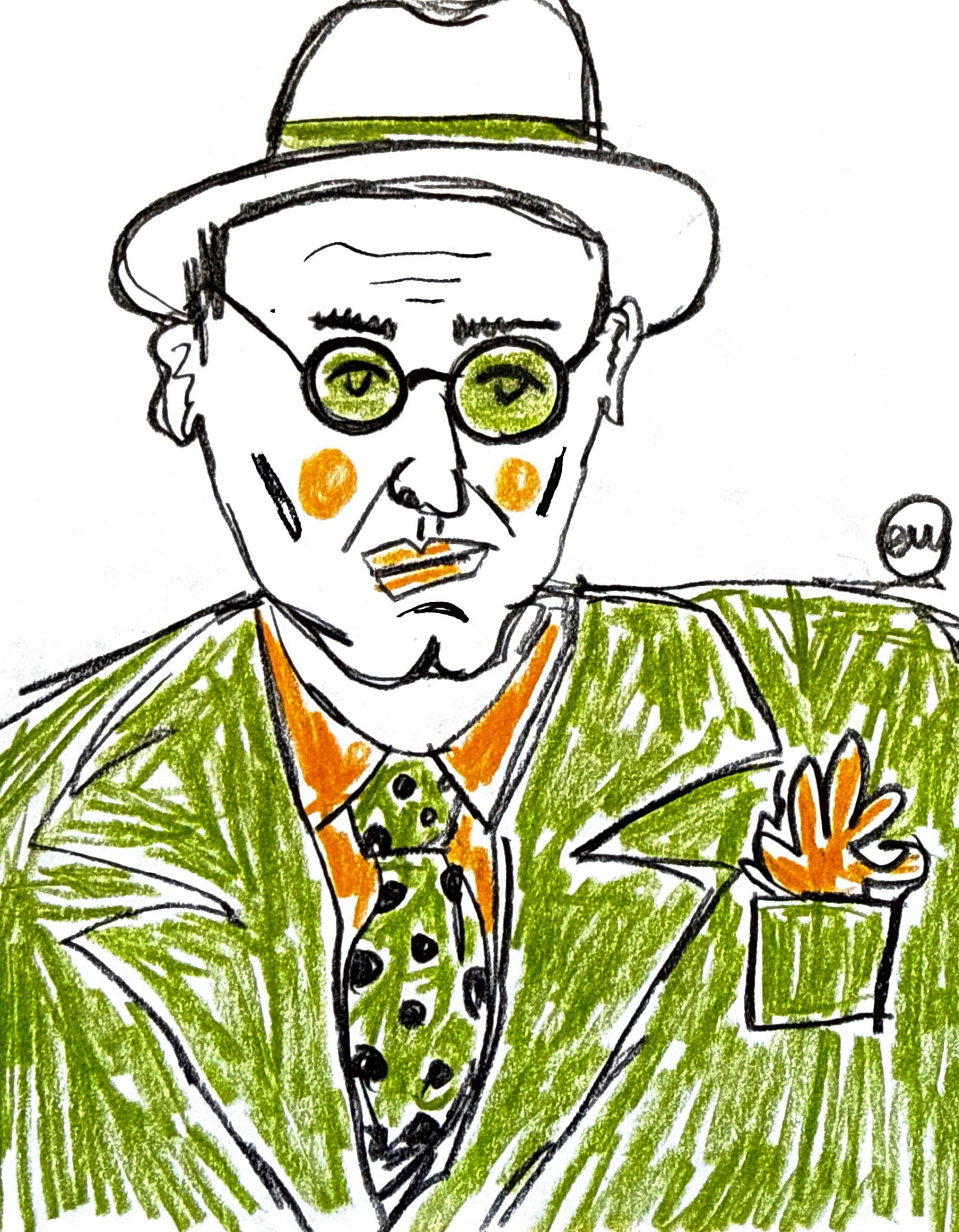 Green suit - fashion illustration
