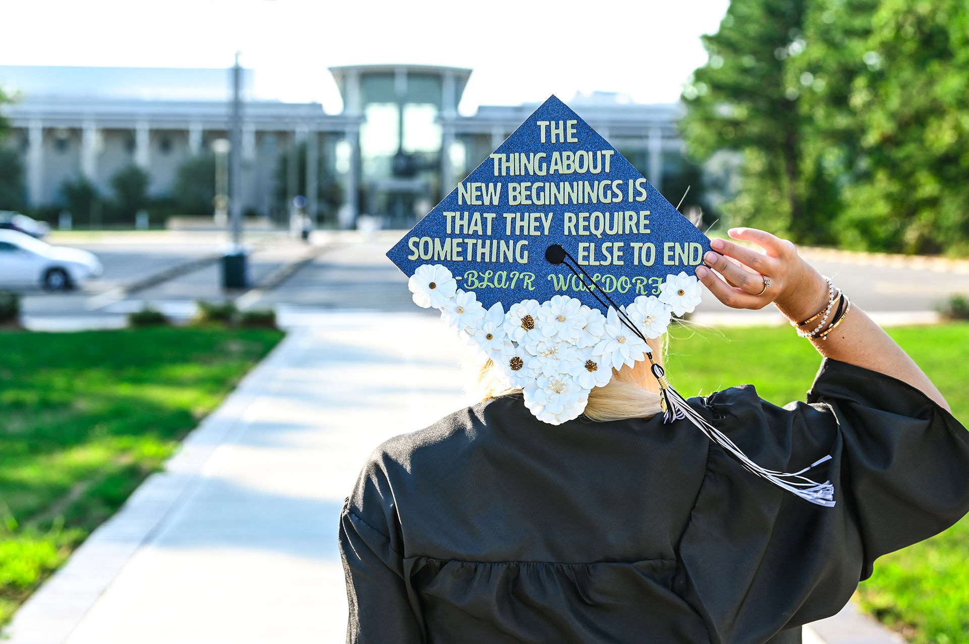 Decorated cap with words on it