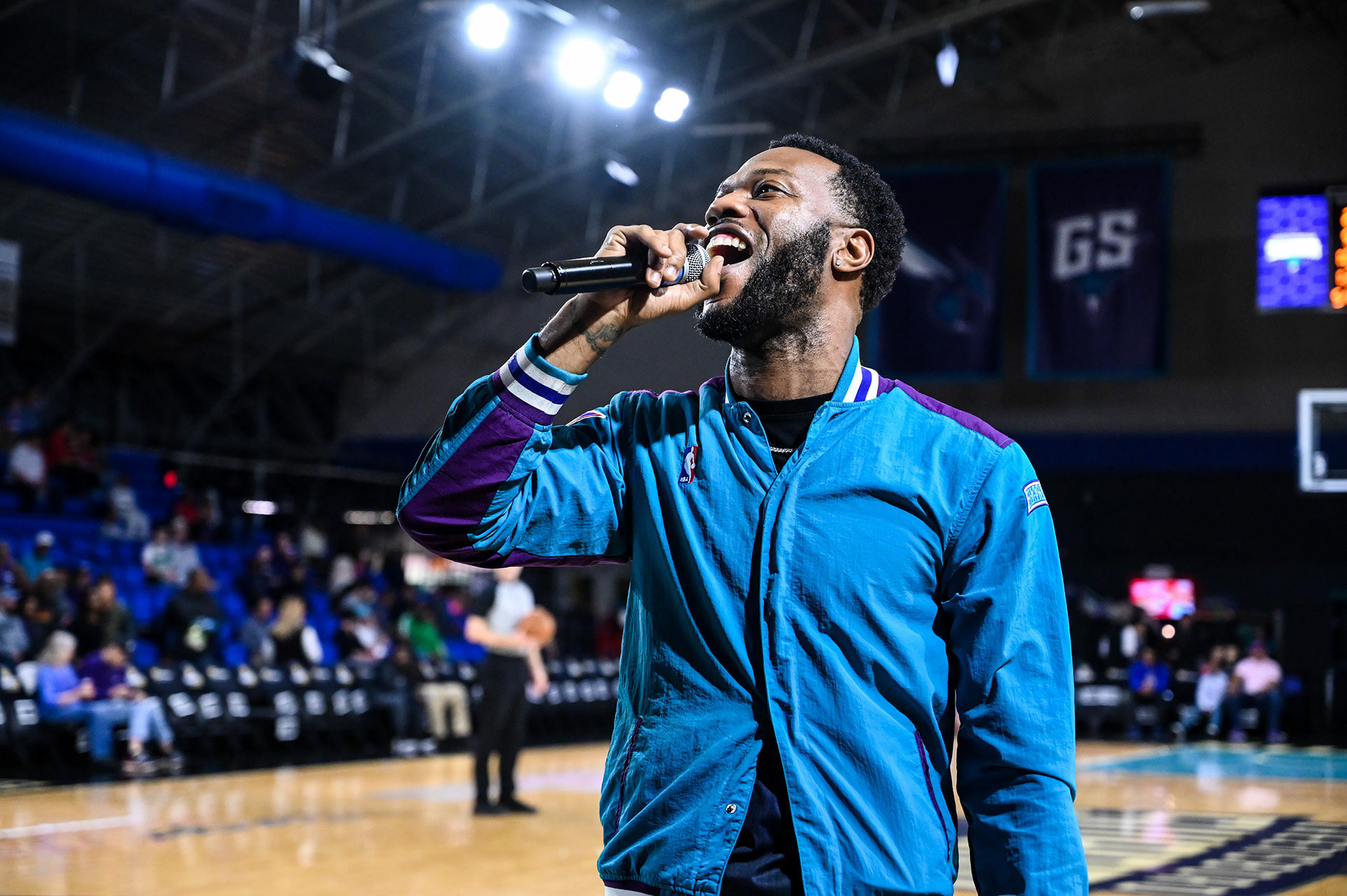 Announcer BDaht exciting the Swarm crowd