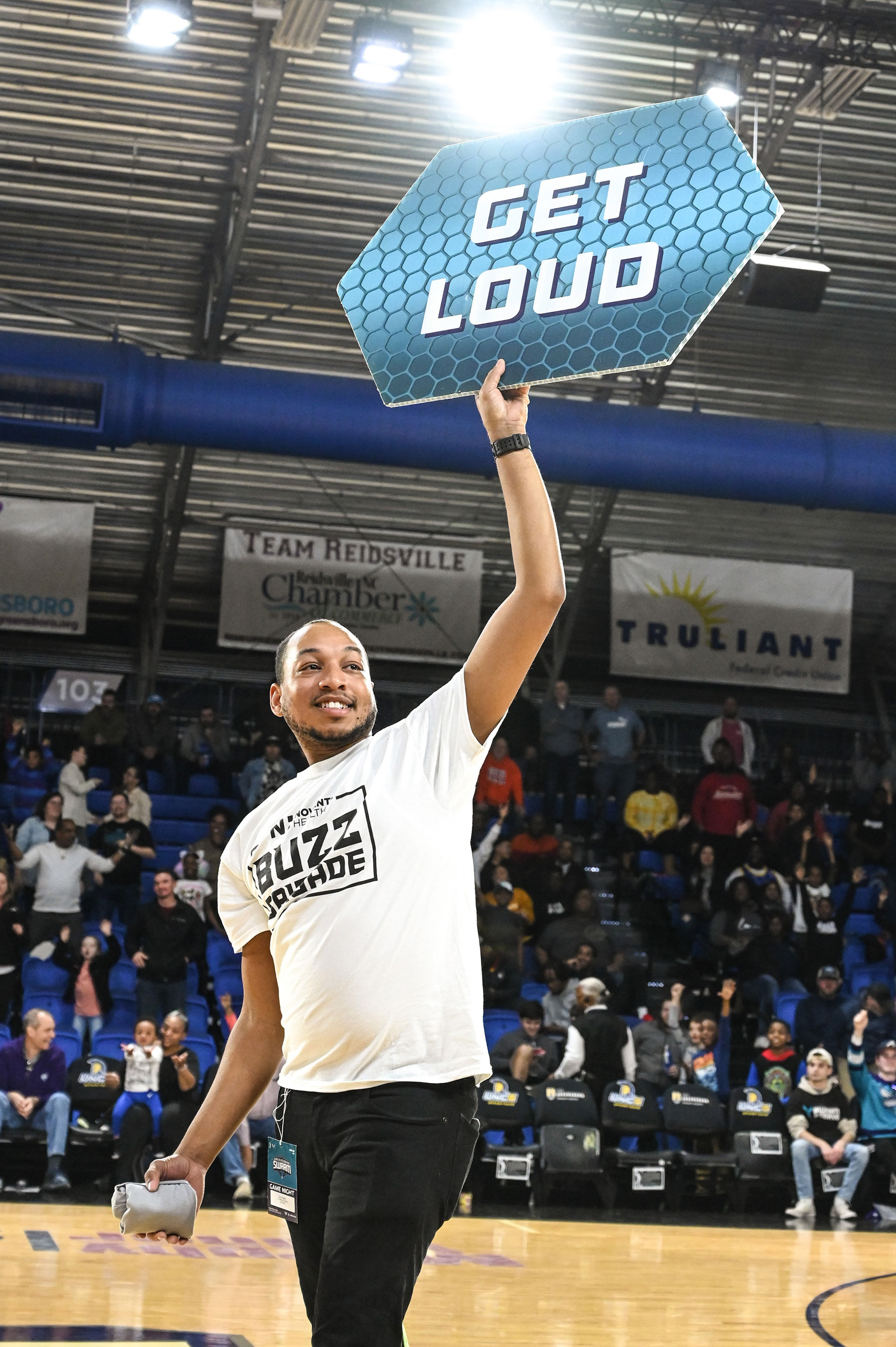 Getting the home crowd pumped up during a basketball game
