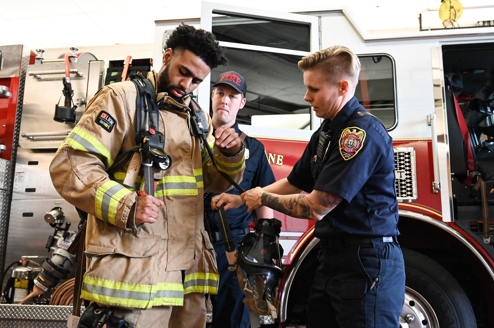University of North Carolina legend Joel Berry III visting a firehouse