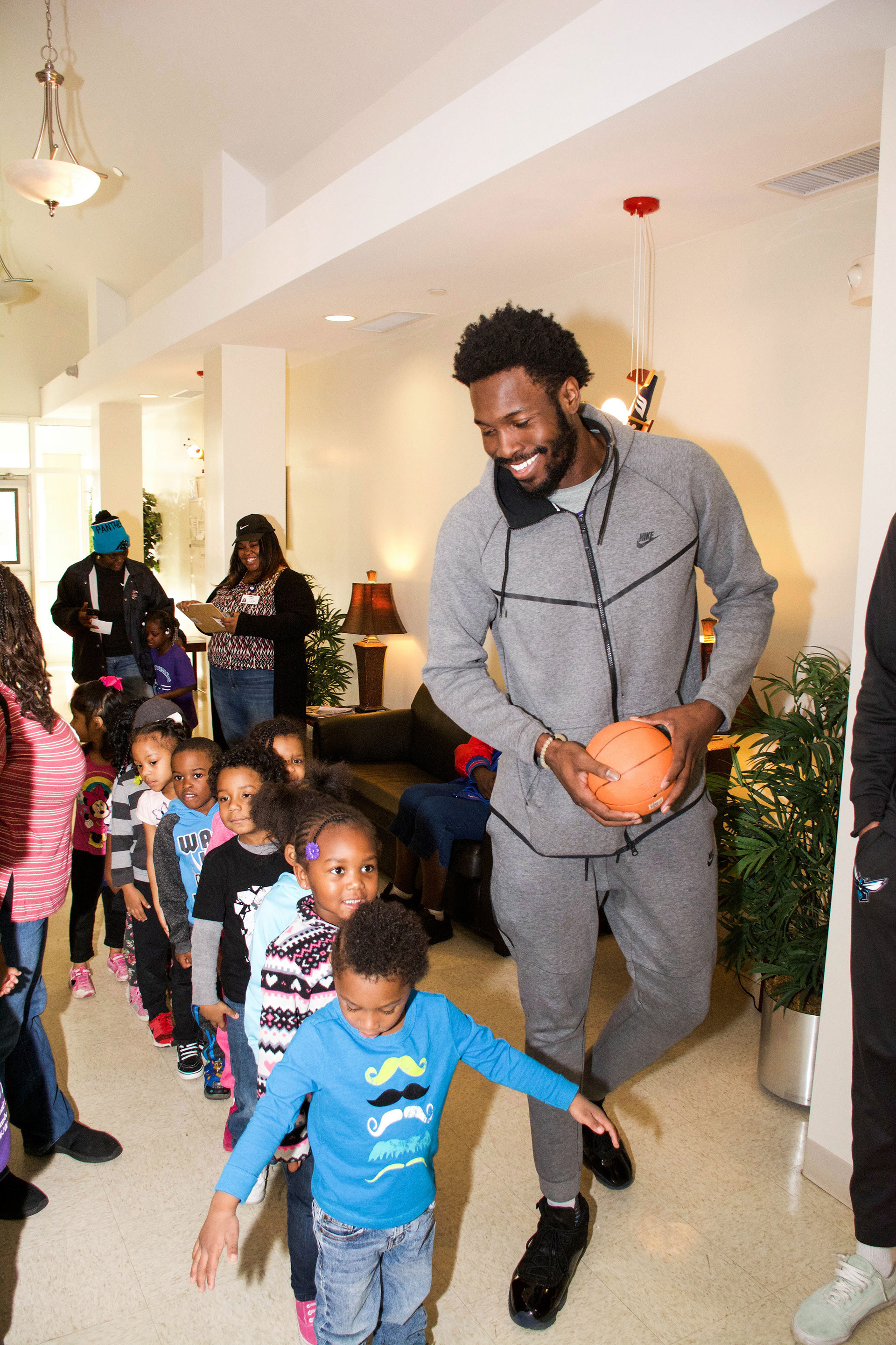 Greensboro Swarm players visting a local school