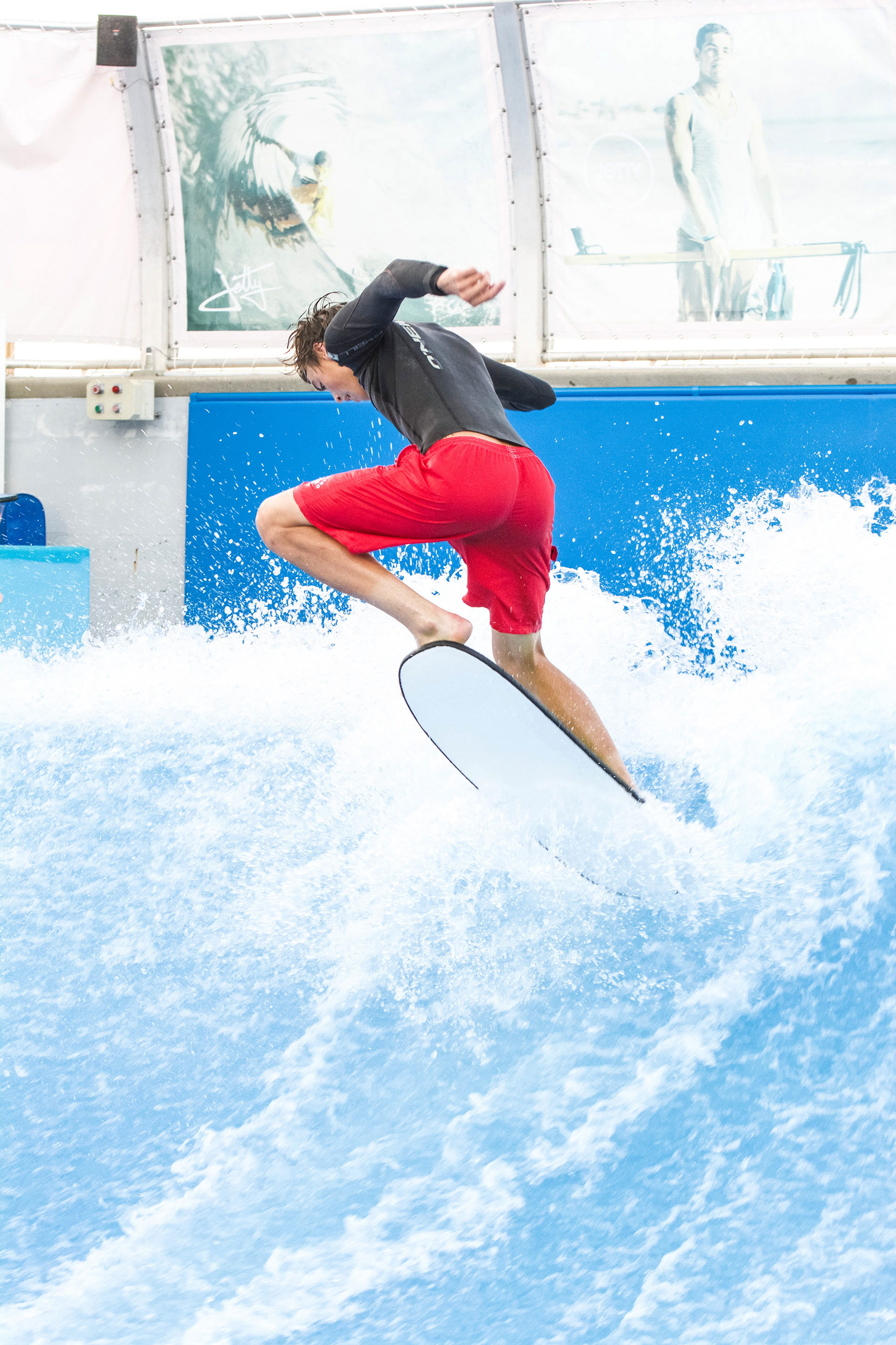 A flowboarder popping a big trick