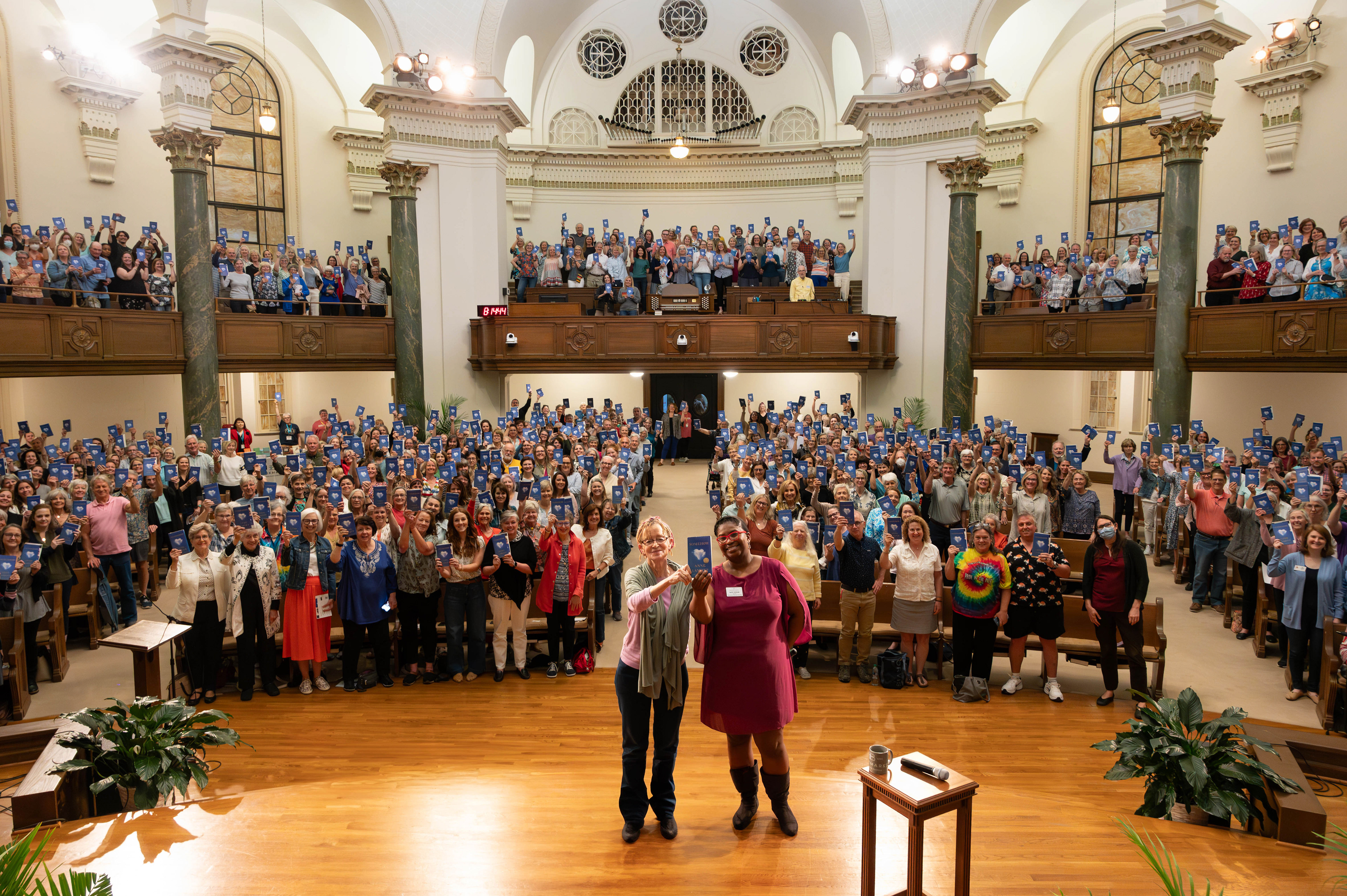 Famous author doing a reading at a church