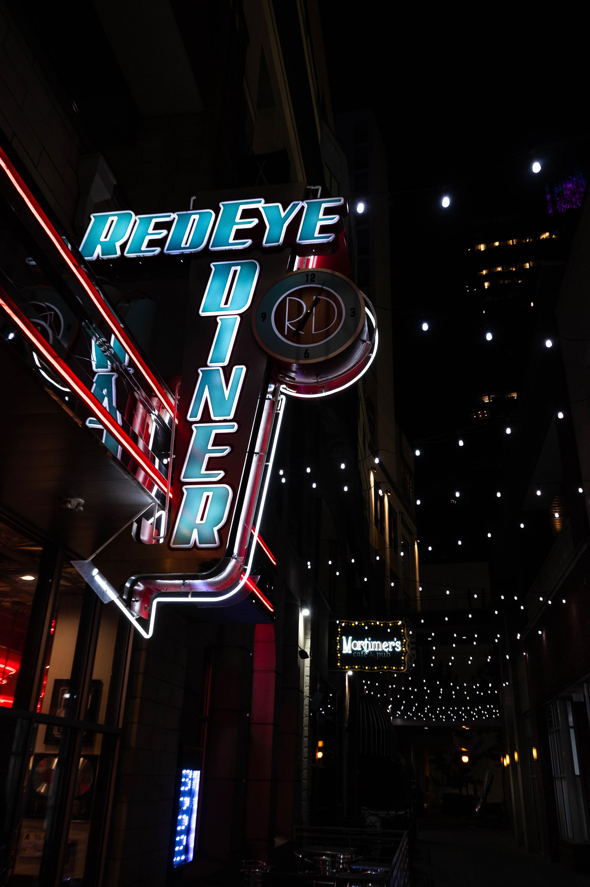 Red Eye Diner signage in uptown Charlotte