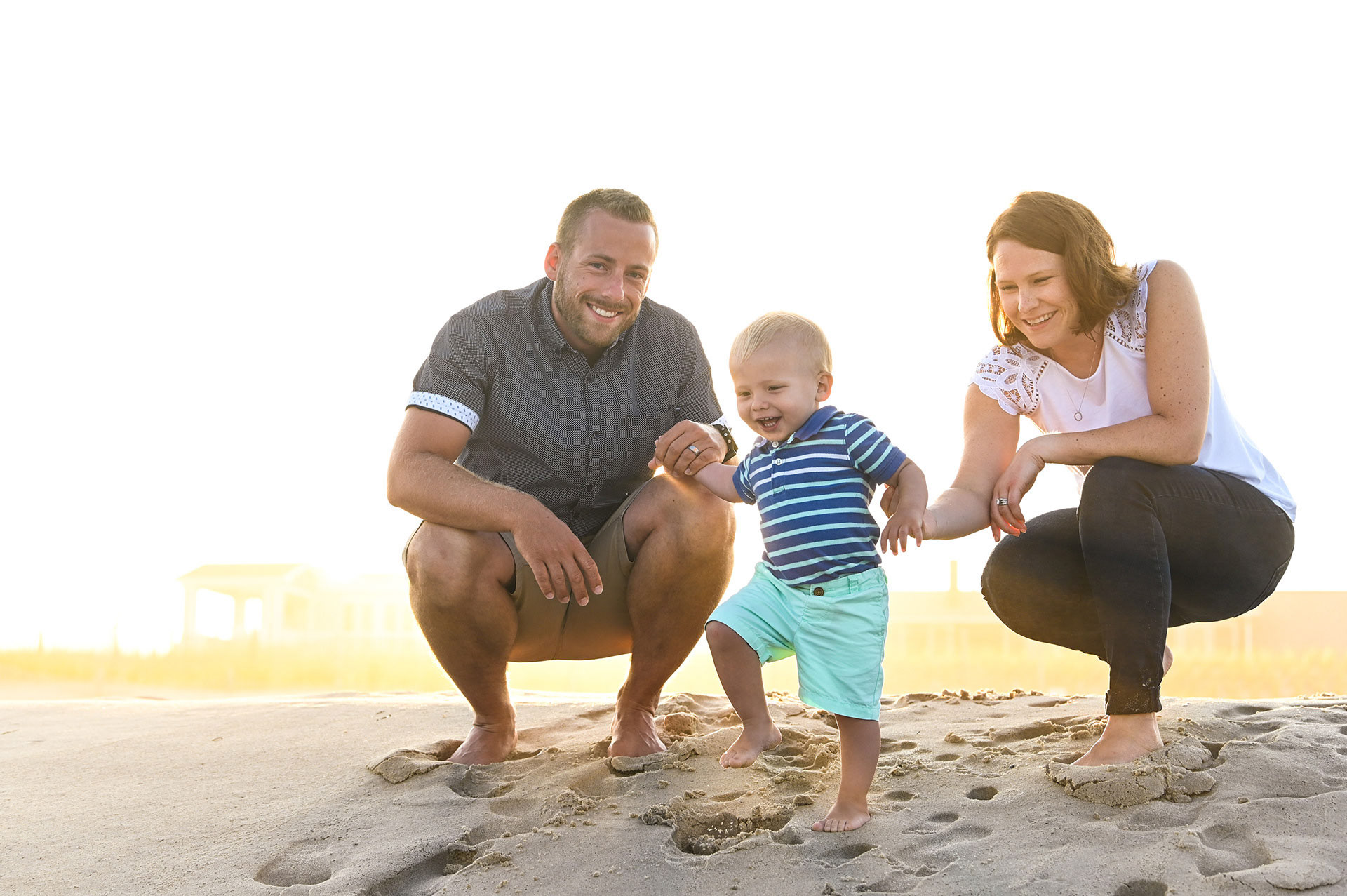 A happy family on the beach