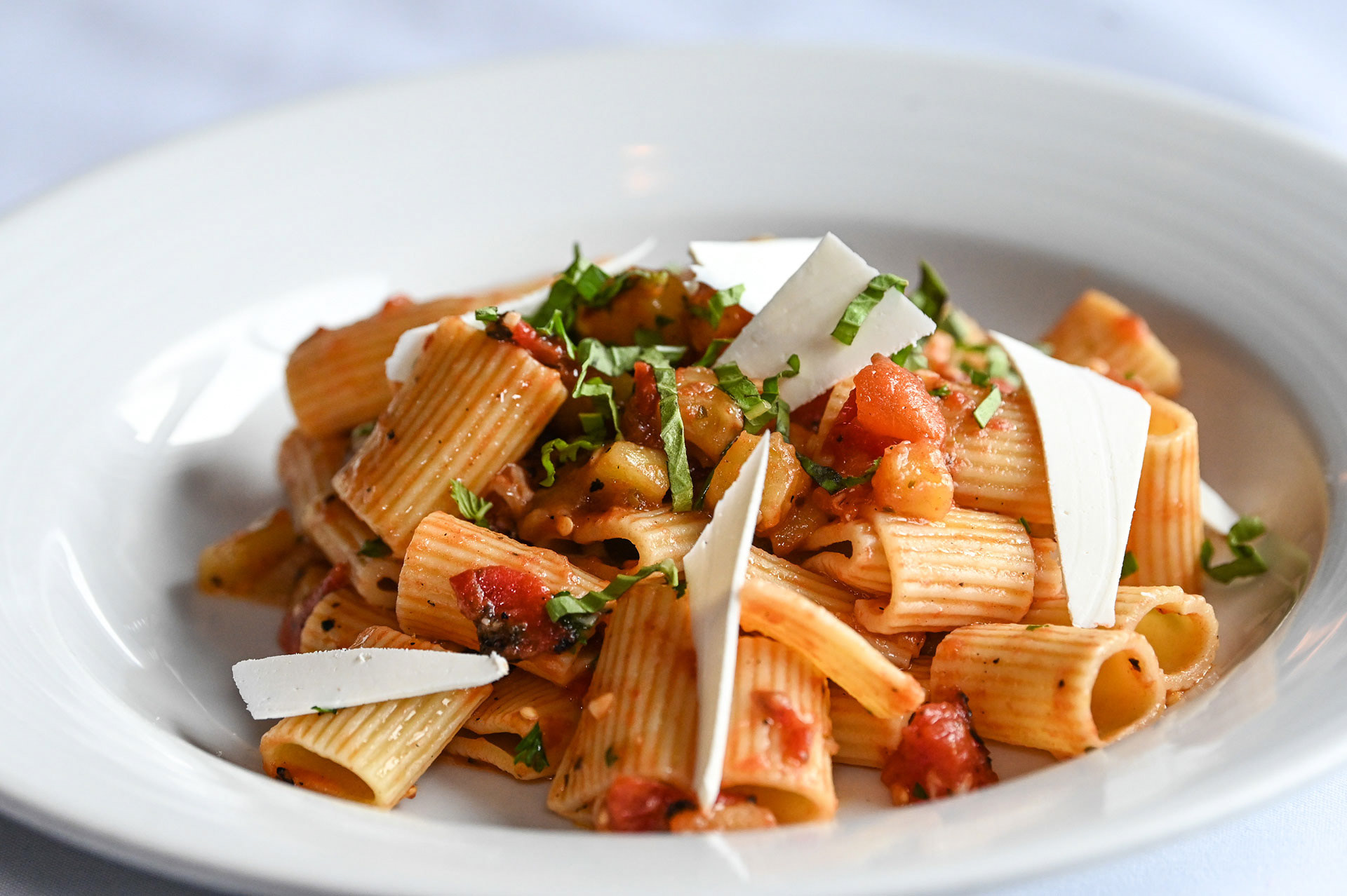 Beautiful pasta dish as a picture for a menu