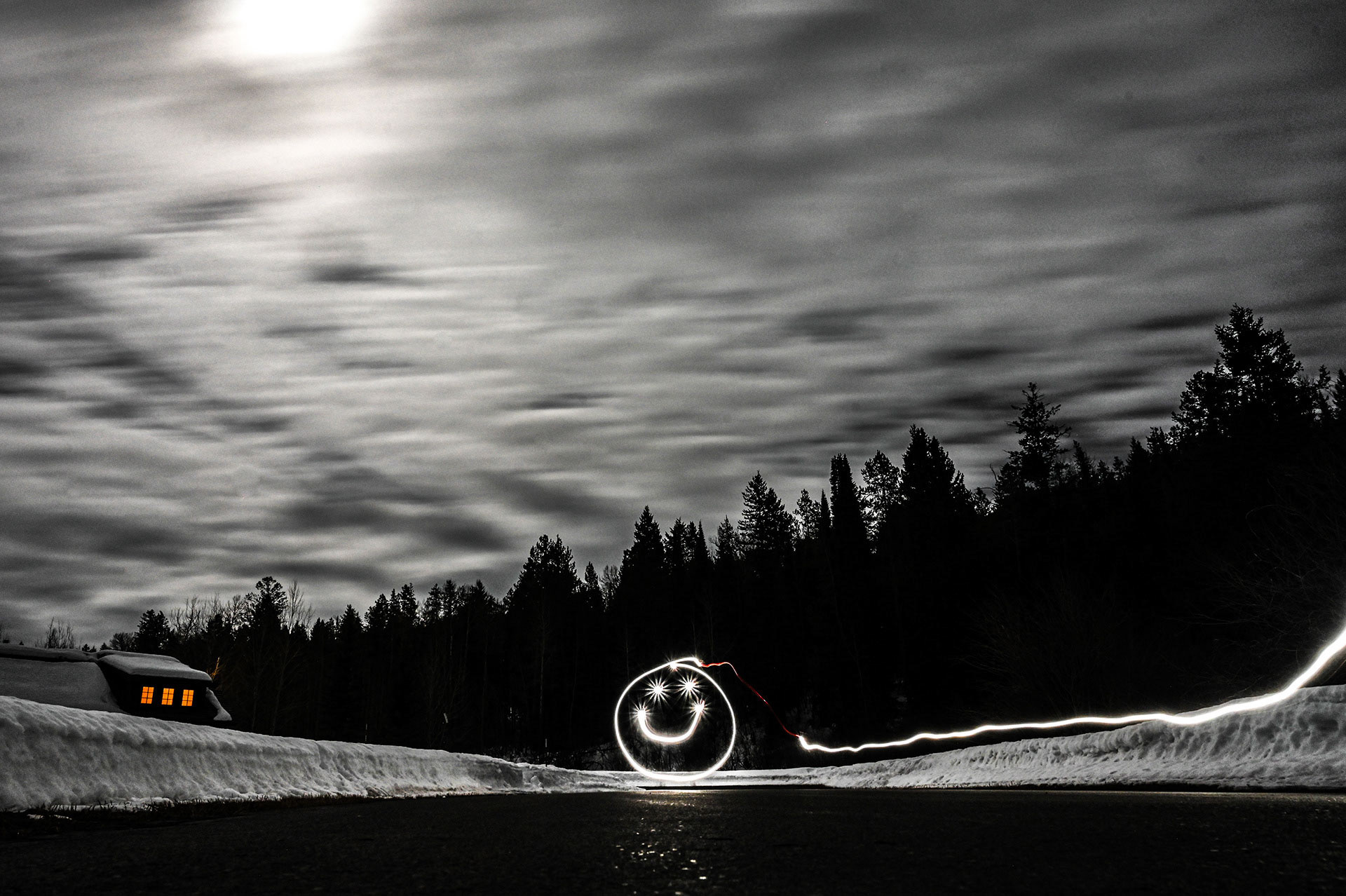 A smiley face at the end of the road