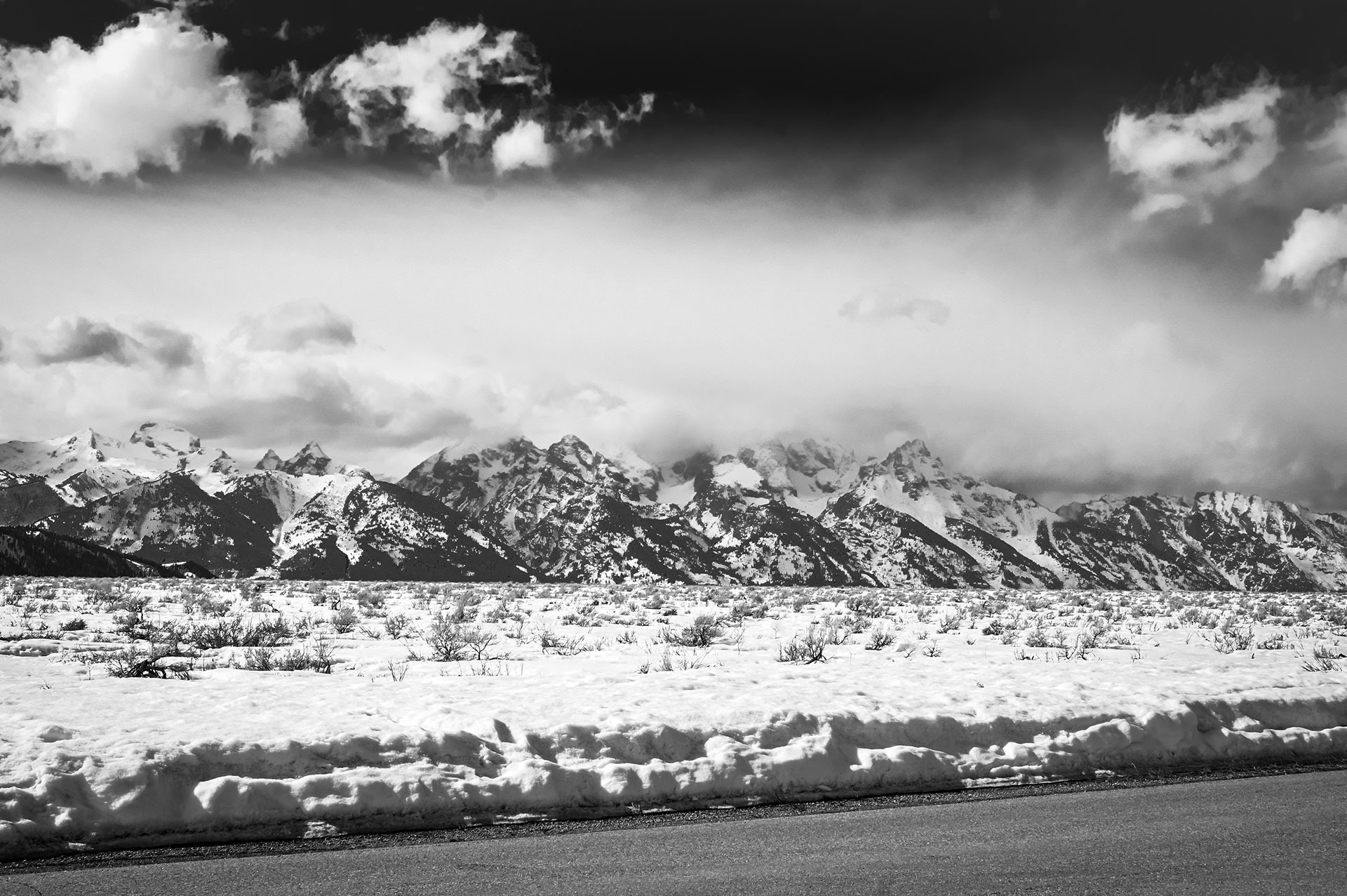 Jackson Hole mountains with cloud coverage
