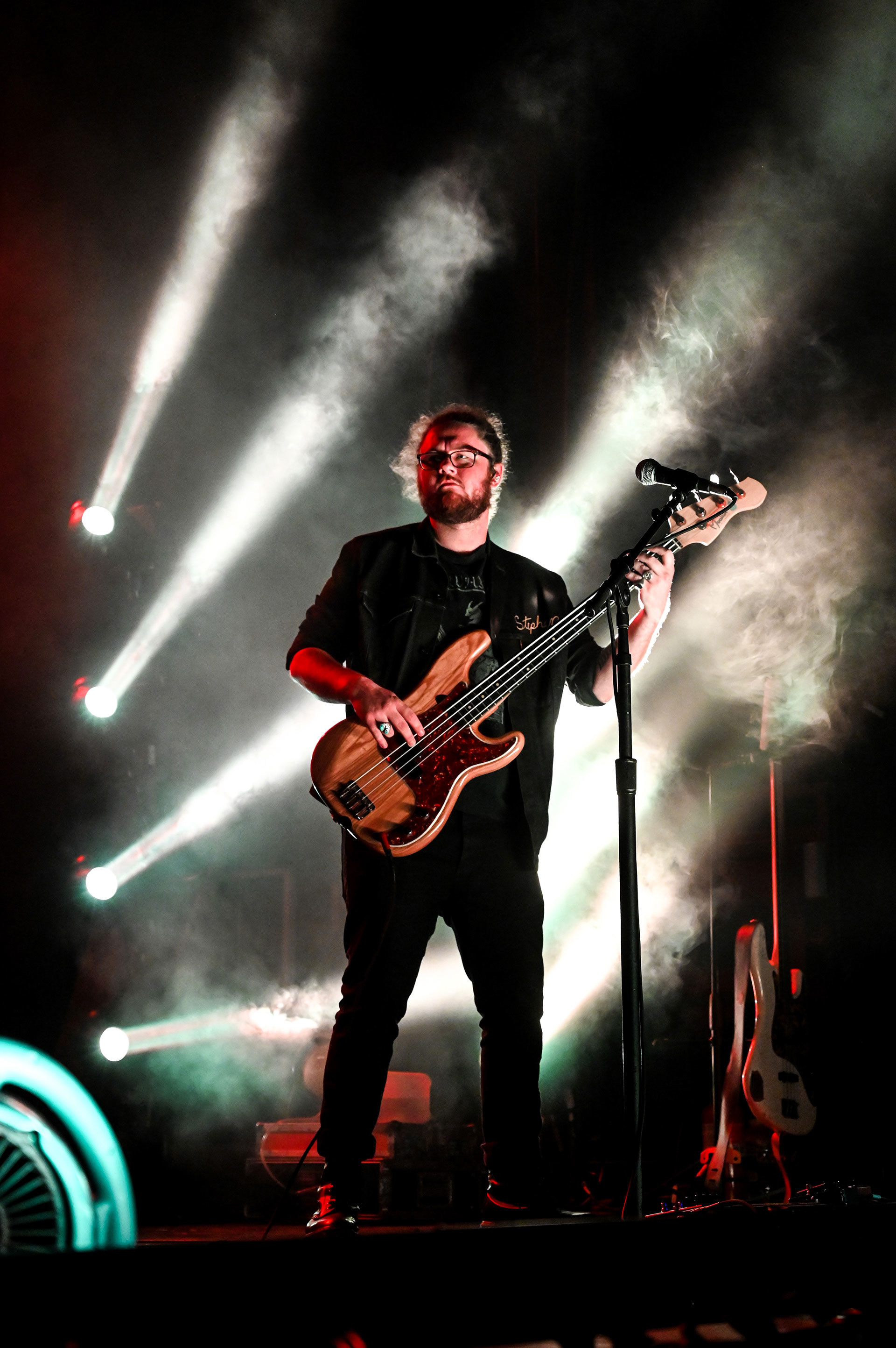 A guy playing the bass