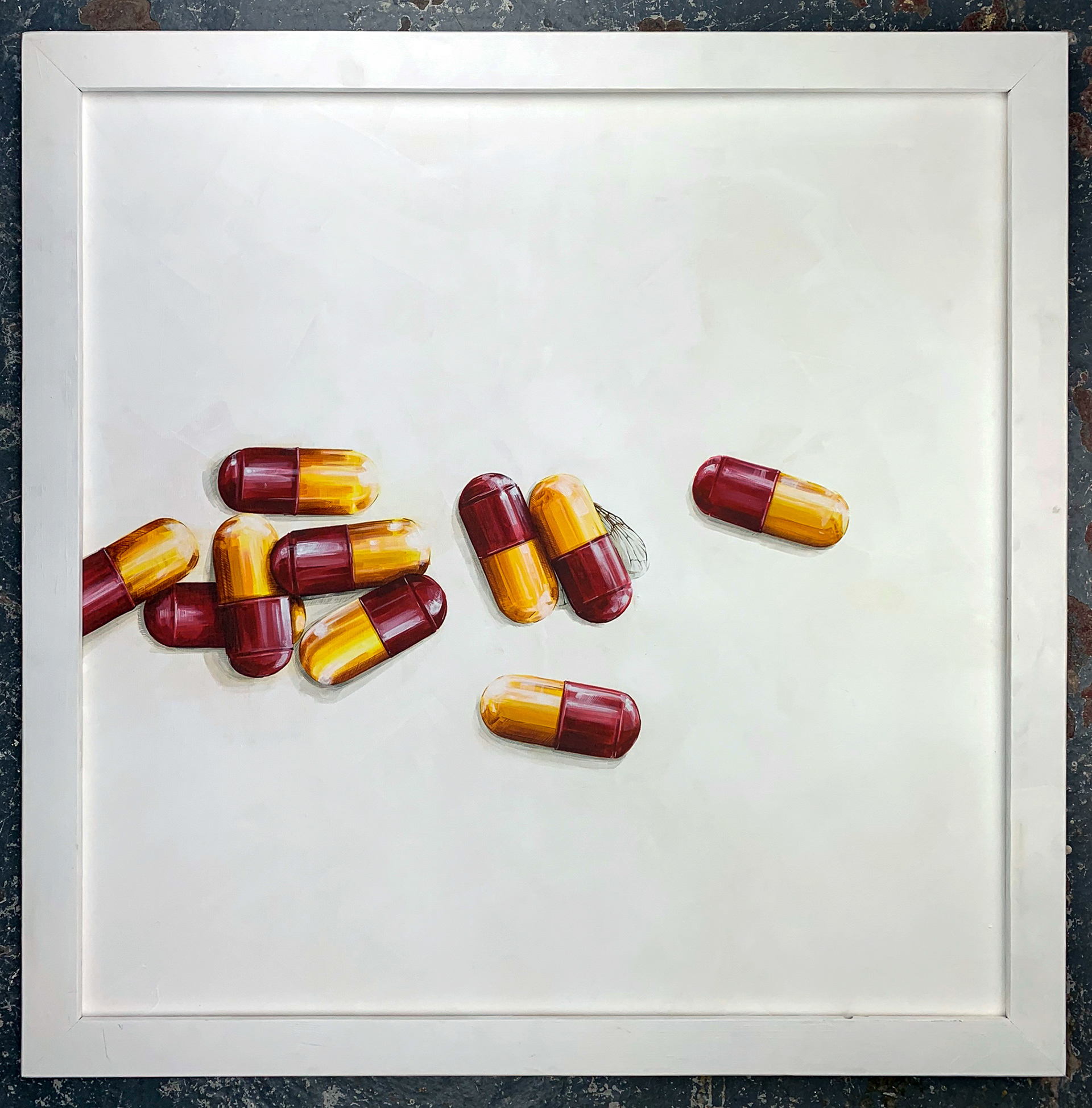 AVOIDING Liquid acrylic, exterior wall paint on linen canvas  80cm x 80cm, Unique, 2019