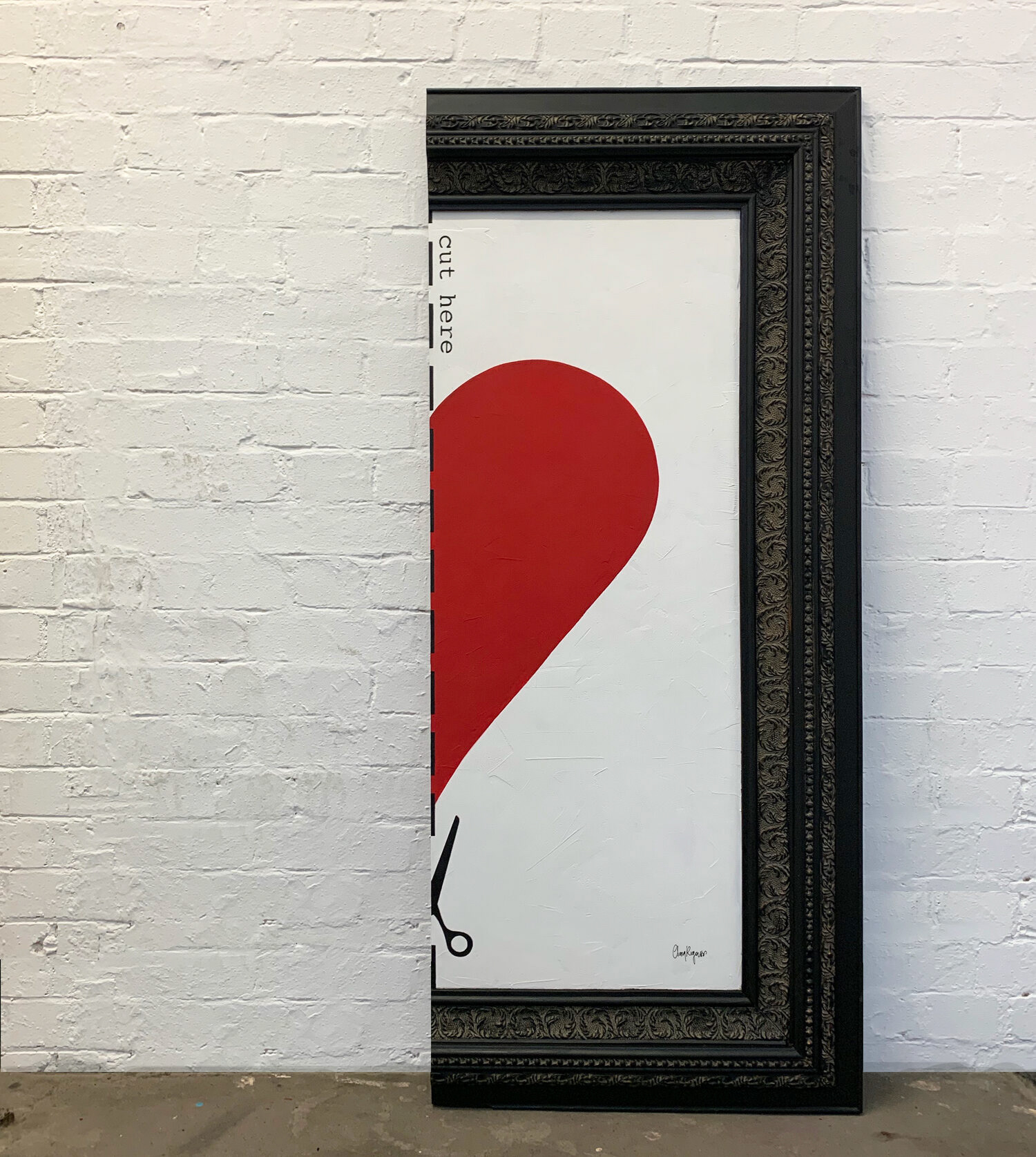 Cut Here…If You Must  Exterior wall paint on wooden panel   60x141 cm | 2019  SOLD