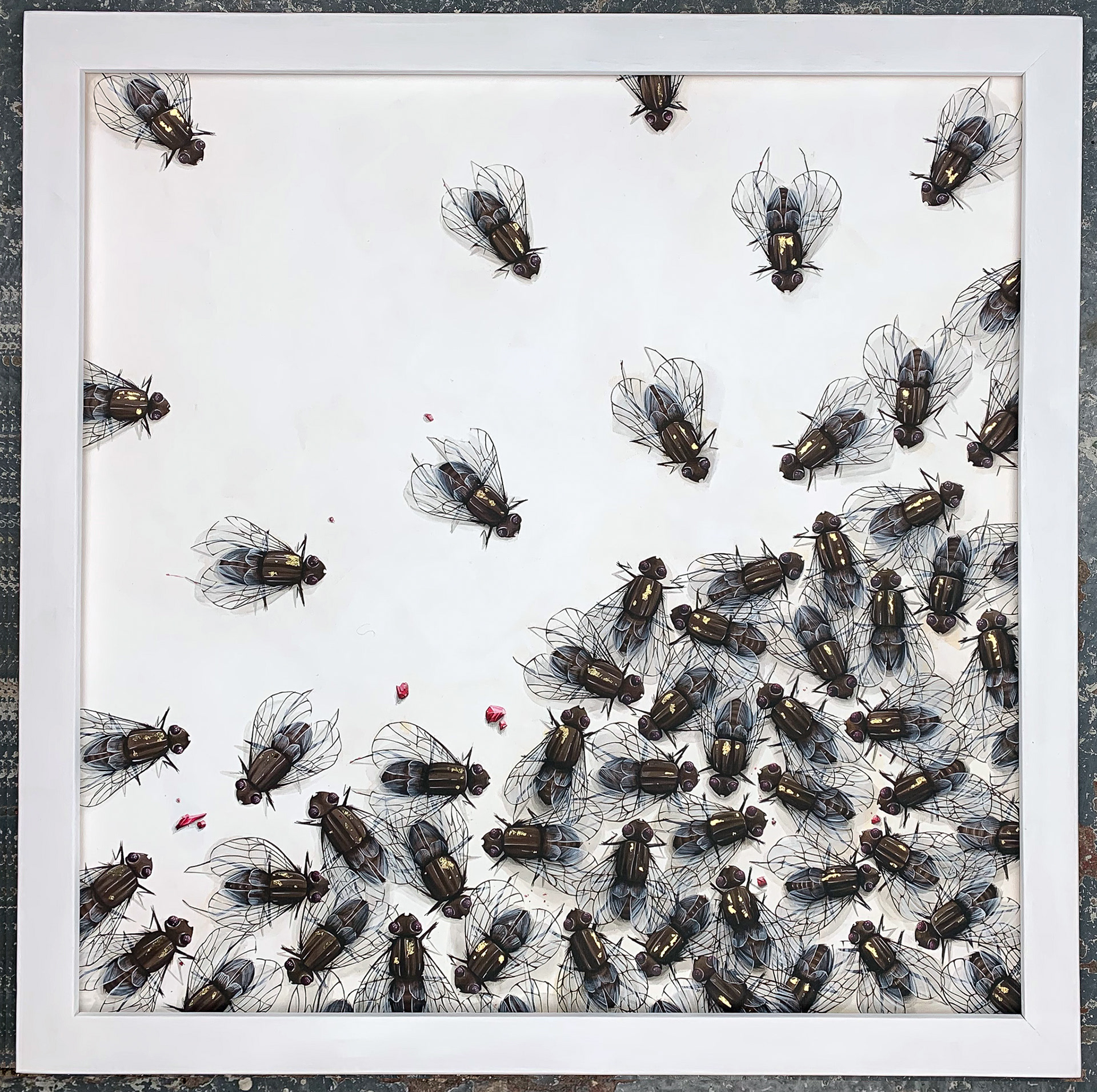 CRESCENDO Liquid acrylic, exterior wall paint on linen canvas, 24 kt gold leaf  80cm x 80cm, Unique, 2019 SOLD