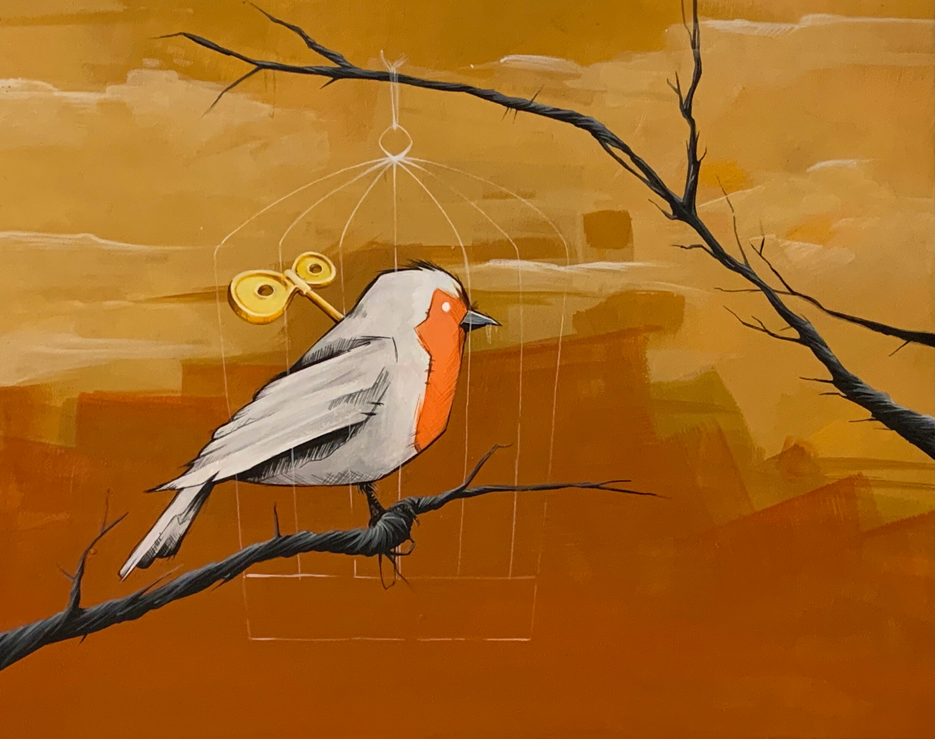  I Believed I Could Fly  Exterior wall paint on wood gesso panel  30x22x4cm  Original  available at Graffik Gallery  SOLD