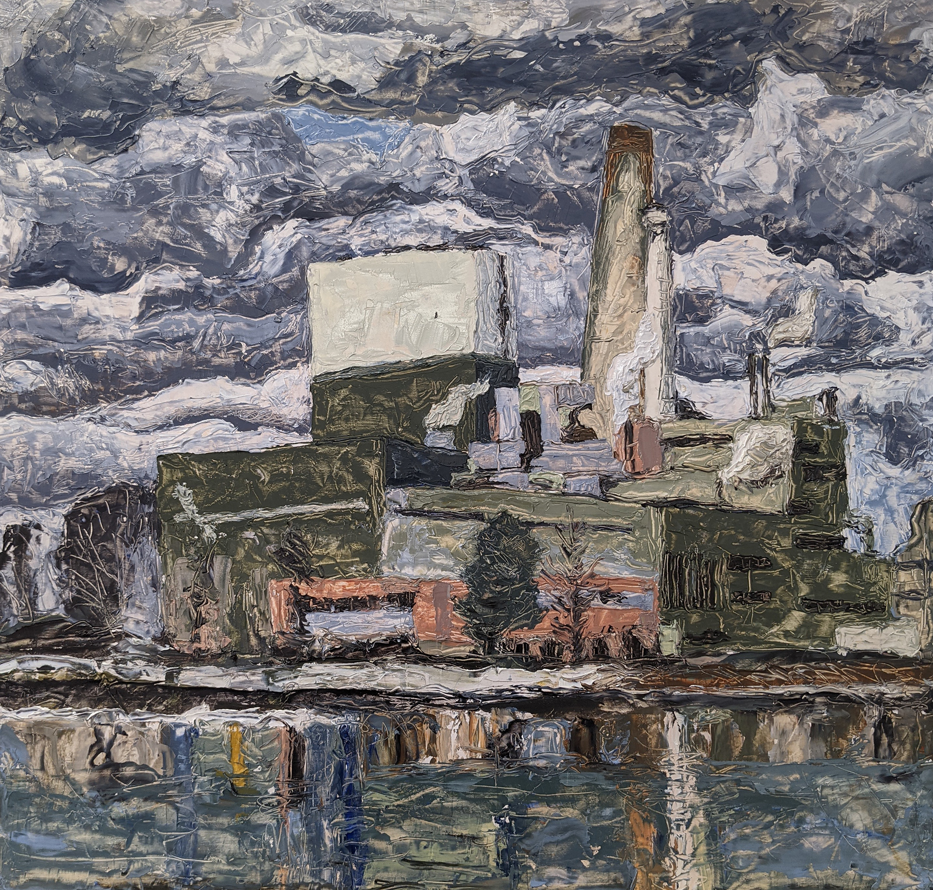 Power Plant - oil on wood 24"x24"