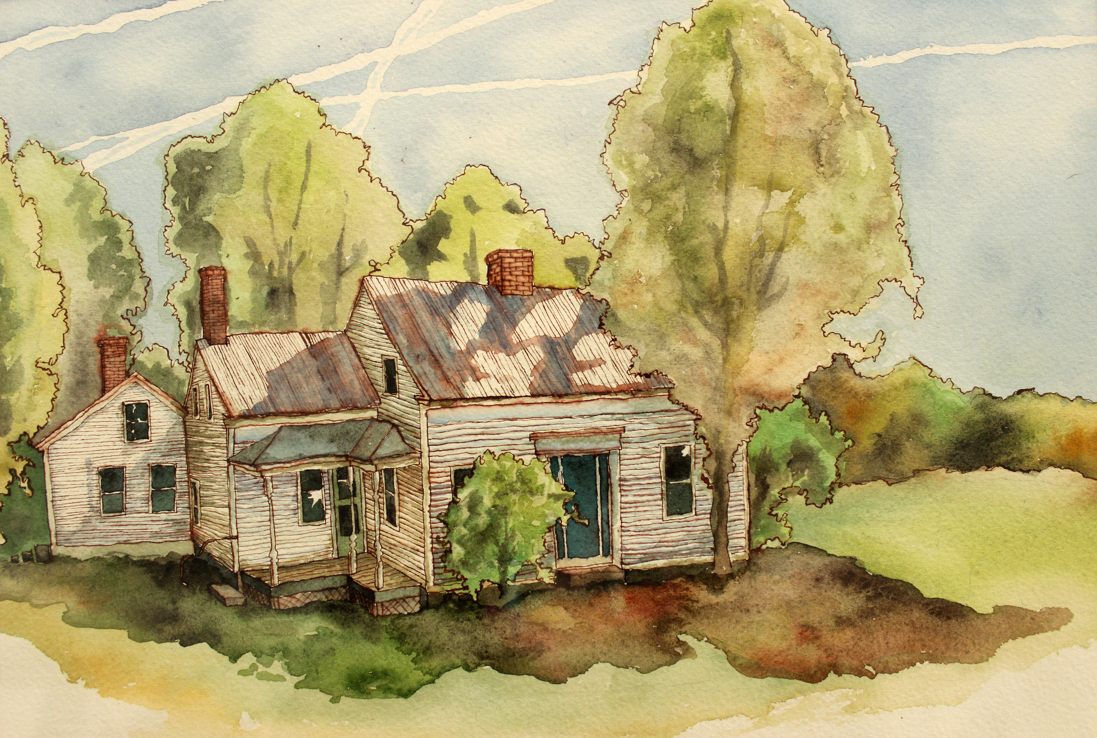 The Jones Farm - watercolor 11"x9"