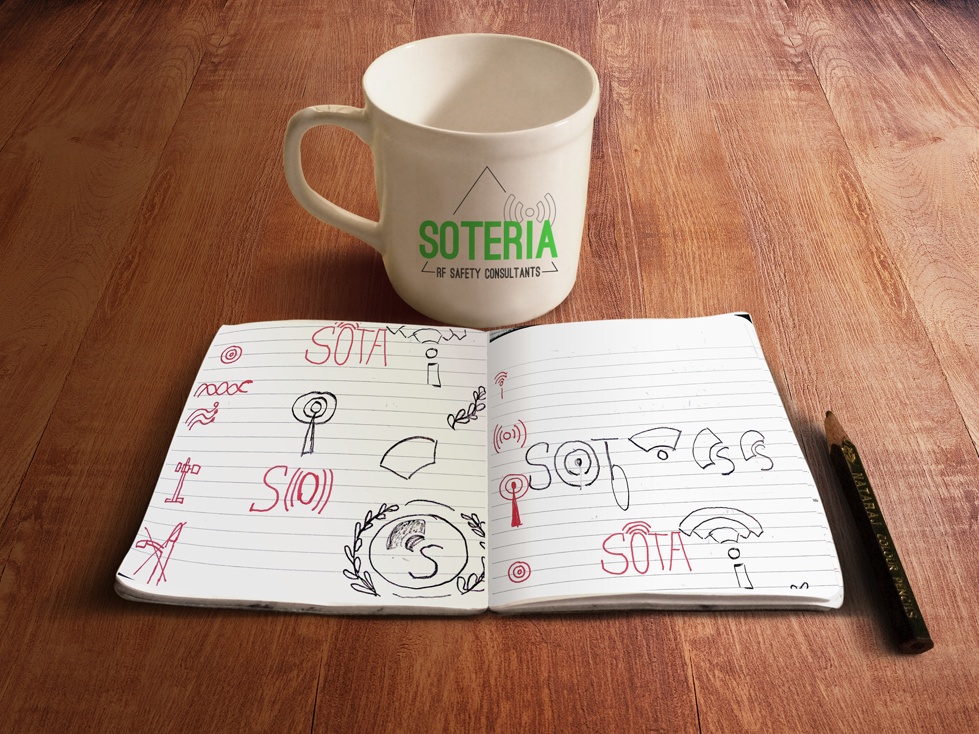 Sketching the idea of the logo.
