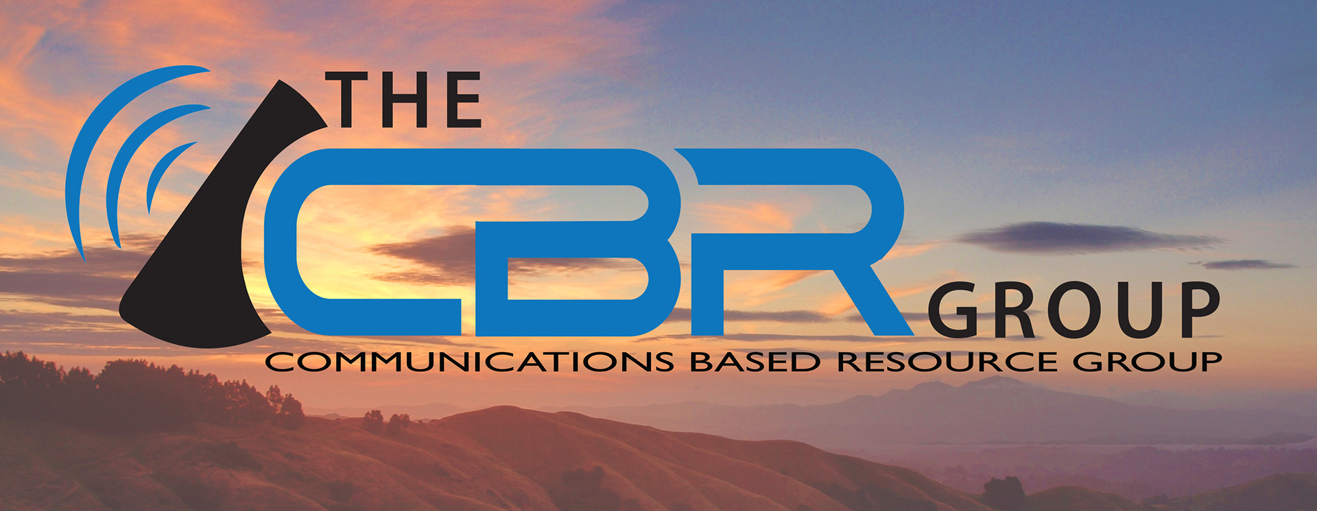 The CBR Group Logo with sunset over East Bay Area