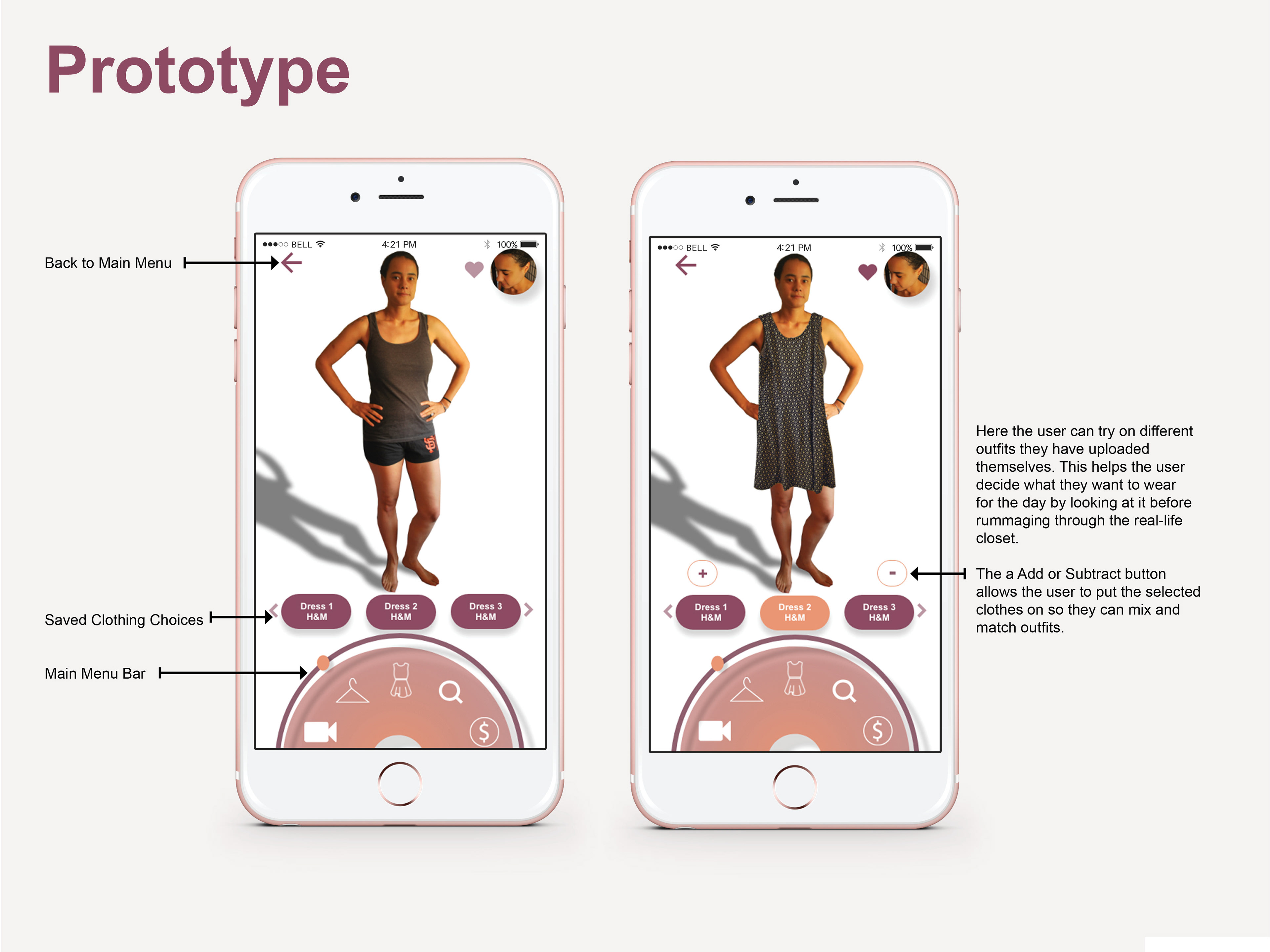 Drag-and-drop interface for creating an outfit from cataloged items with feedback indicators on sensory comfort.