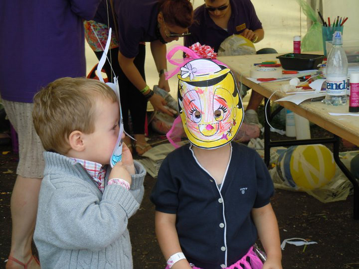 Mask making at Wychwood Festival