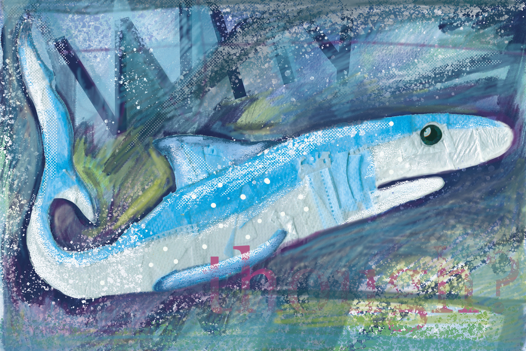 Blue Shark for Sea Change (made from a disposable mask)