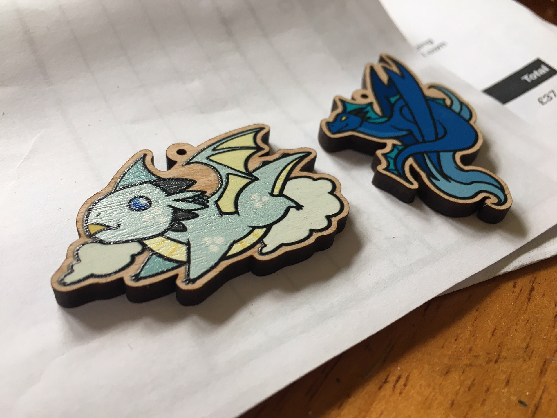 Wooden Dragon Charms