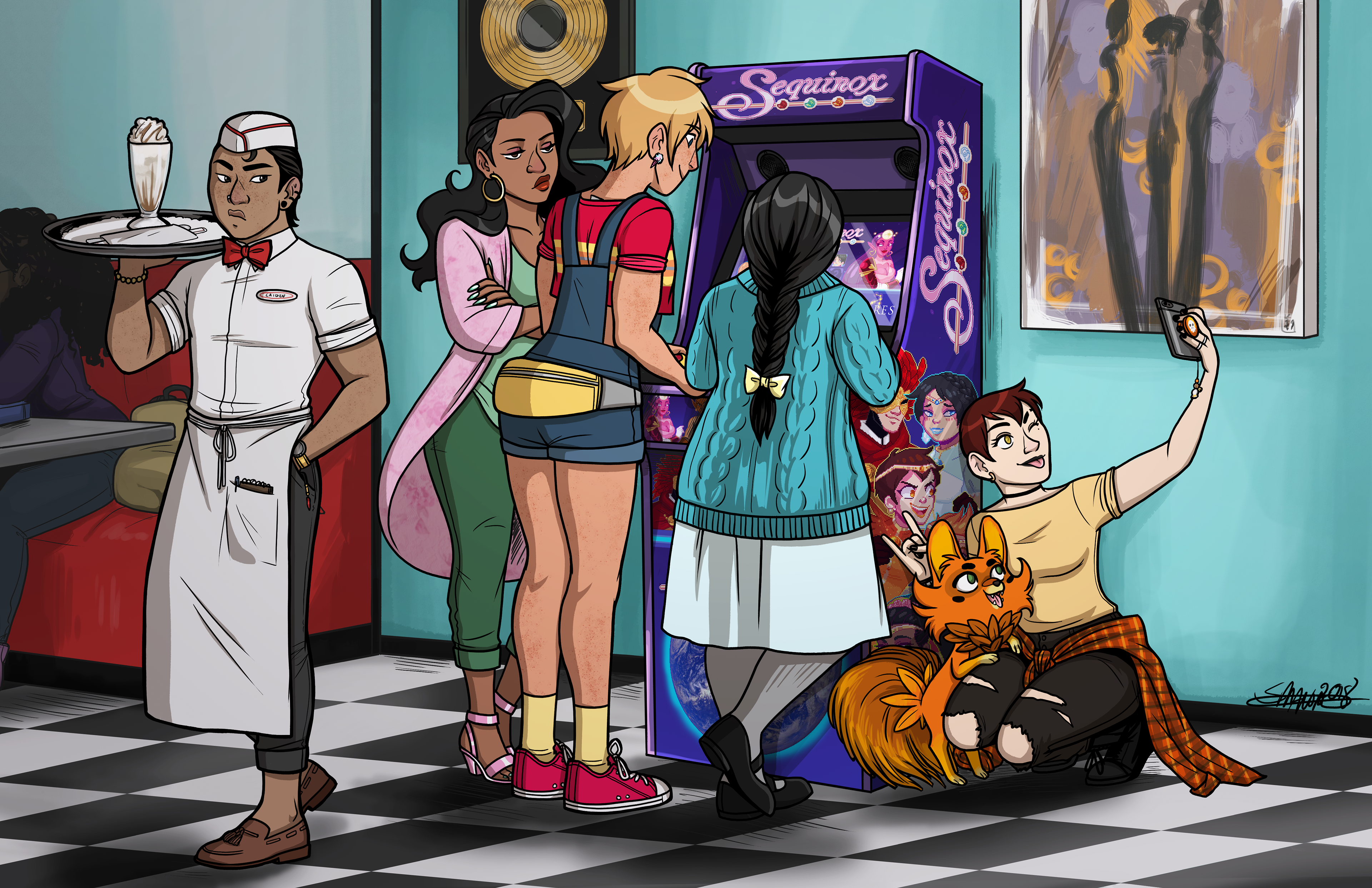 Sequinox: Hang Out [Arcade Cabinet art by Cassidy Stone]