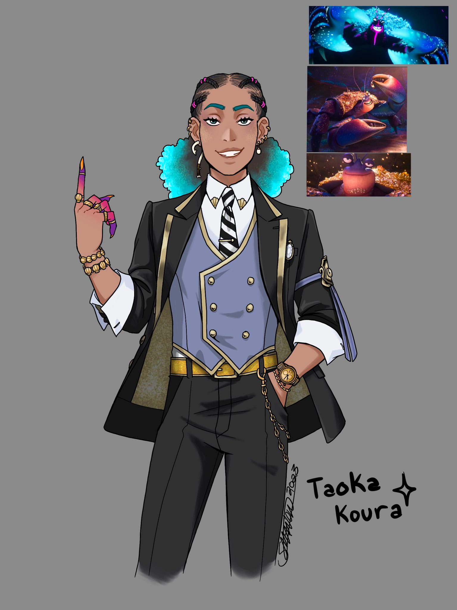 Original character design for Twisted Wonderland based on Tamatoa from Moana