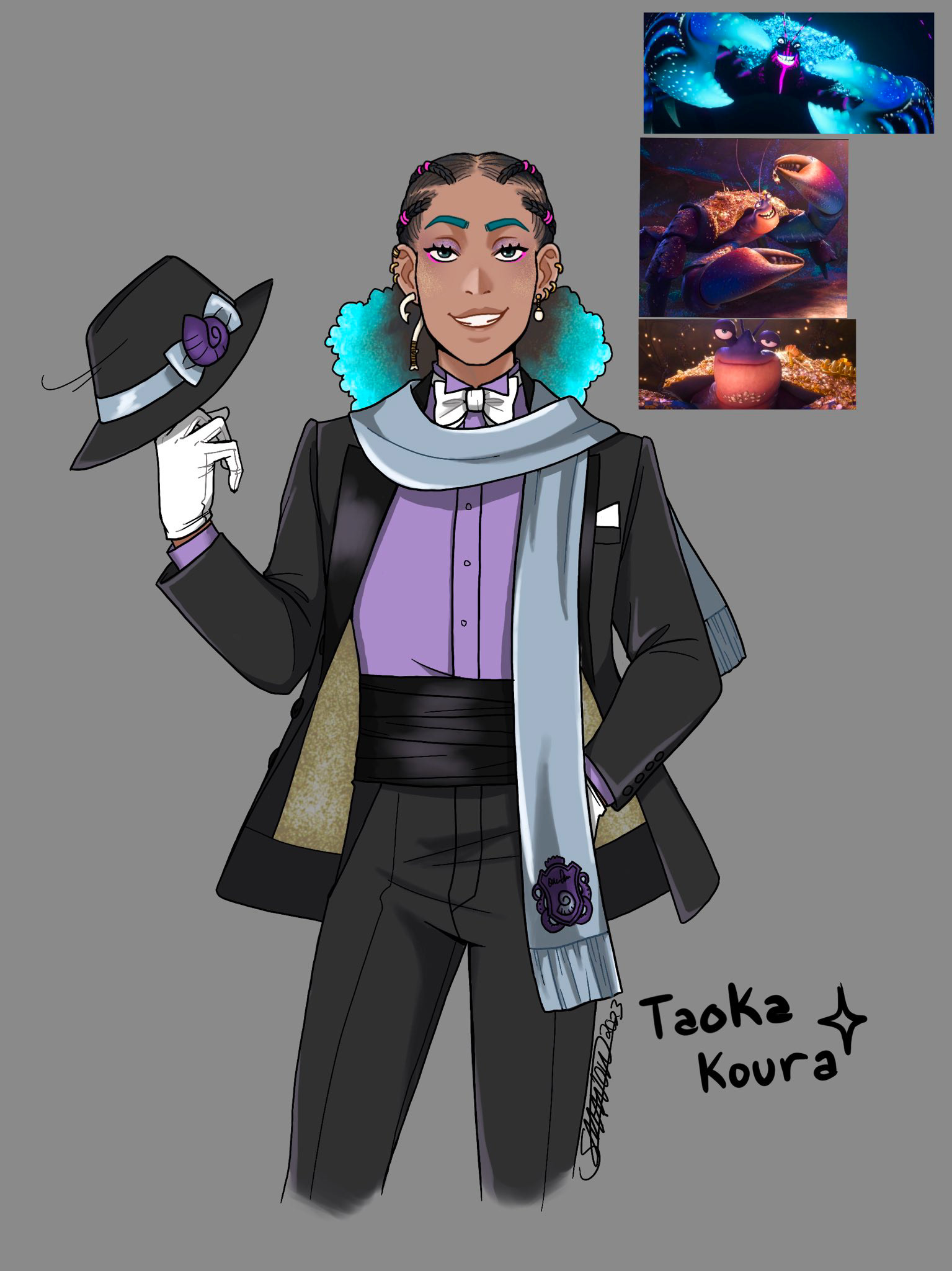 Original character design for Twisted Wonderland based on Tamatoa from Moana