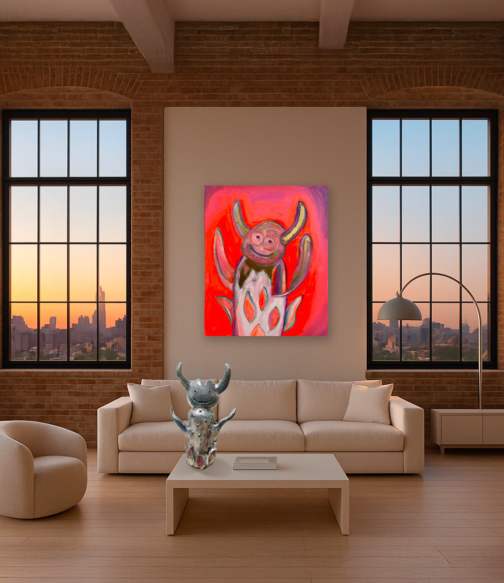 Stefano Cerioli. IDOLO 2. Acrilici e spray su tela.50 x 40 cm. 2025