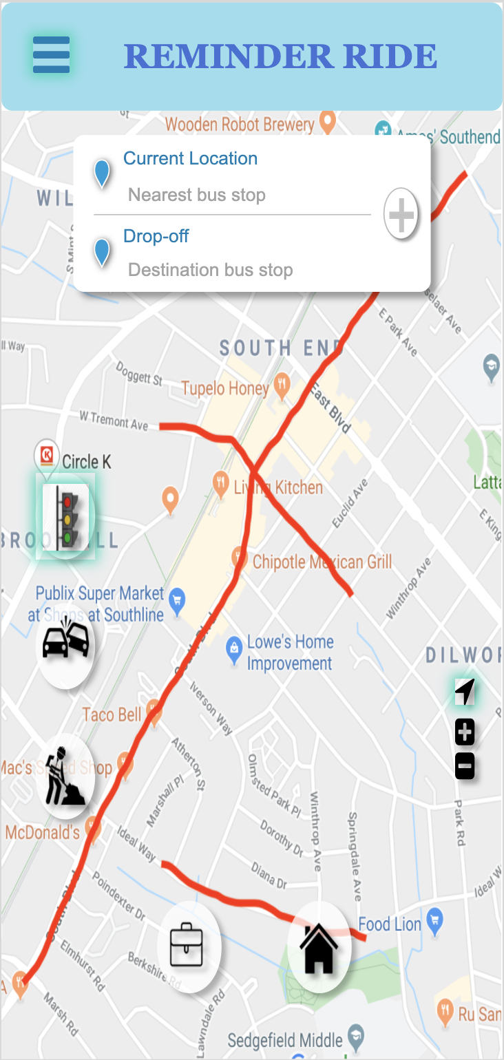 Let users see the general traffic alert, accident alert and construction alert areas on the map.