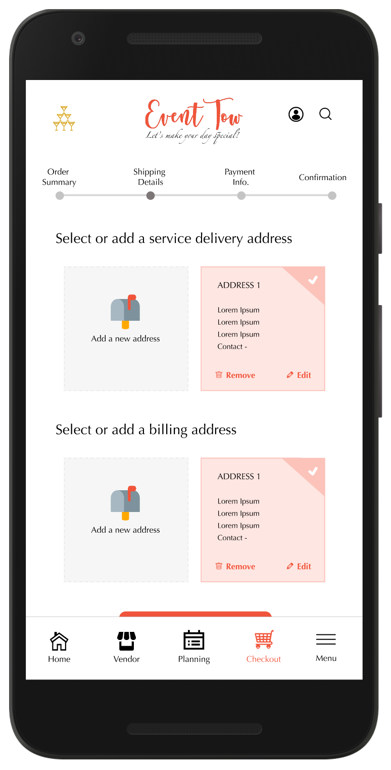 Checkout screen