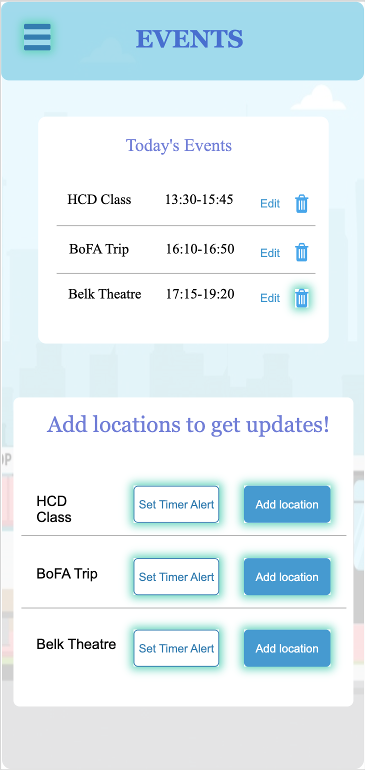 The users will be able to set timer alerts for their individual schedule or for all schedules combined.