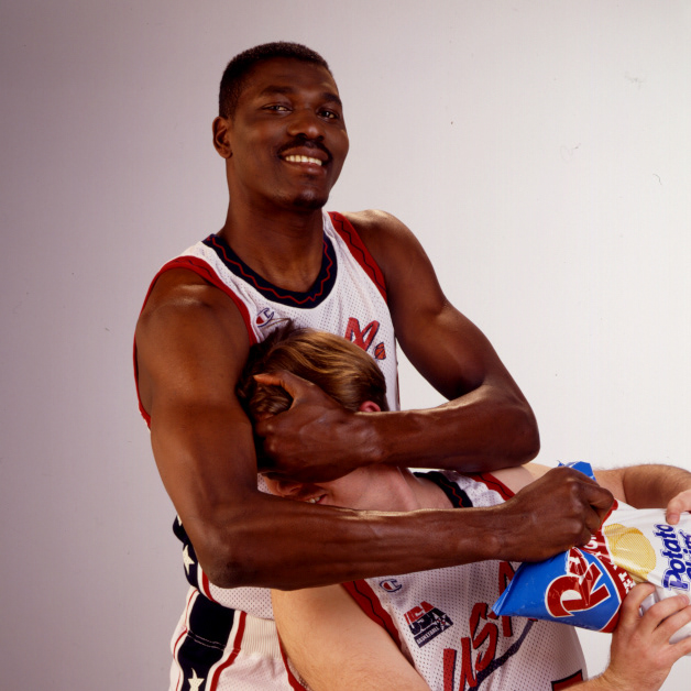 Standing in for David Robinson and Scottie Pippen in this Frito-Lay Dream Team shoot