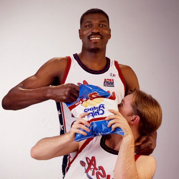 Standing in for David Robinson and Scottie Pippen in this Frito-Lay Dream Team shoot