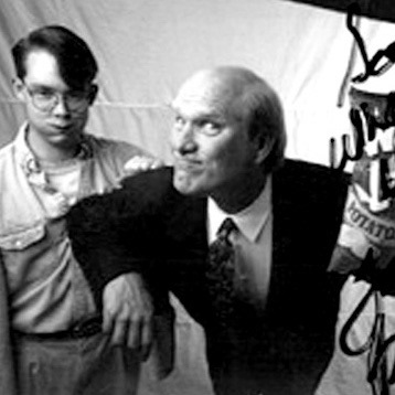 I got to stand in for Howie Long in these shots with Terry Bradshaw, and later got to play catch with him.