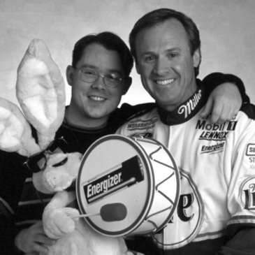 Trifecta!!! Me with the actual Energizer Bunny and Nascar's Rusty Wallace! Decades later met his son and we talked abuot this shoot.
