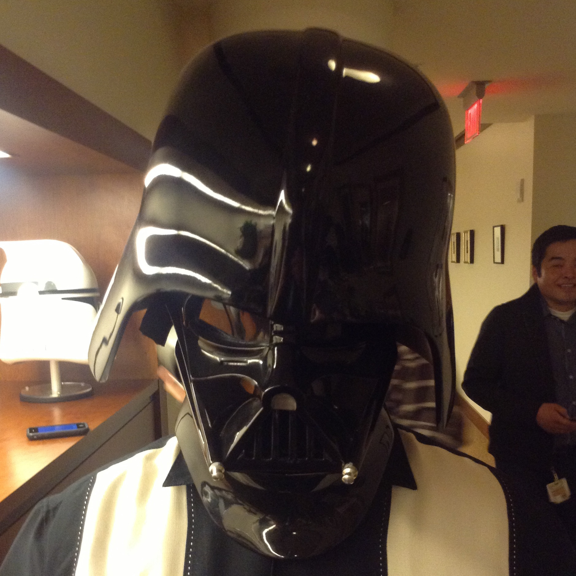 Me wearing THE mask at Lucasfilm at the Presidio offices