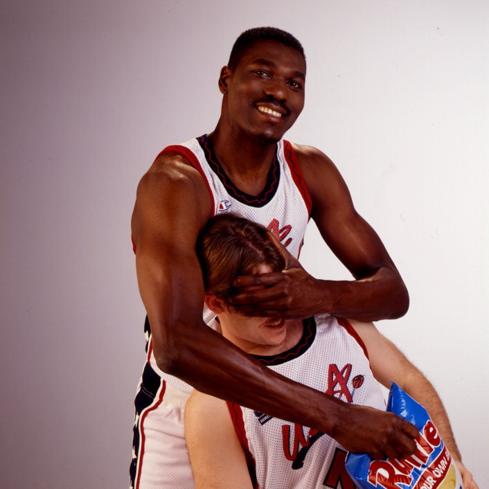 Standing in for David Robinson and Scottie Pippen in this Frito-Lay Dream Team shoot