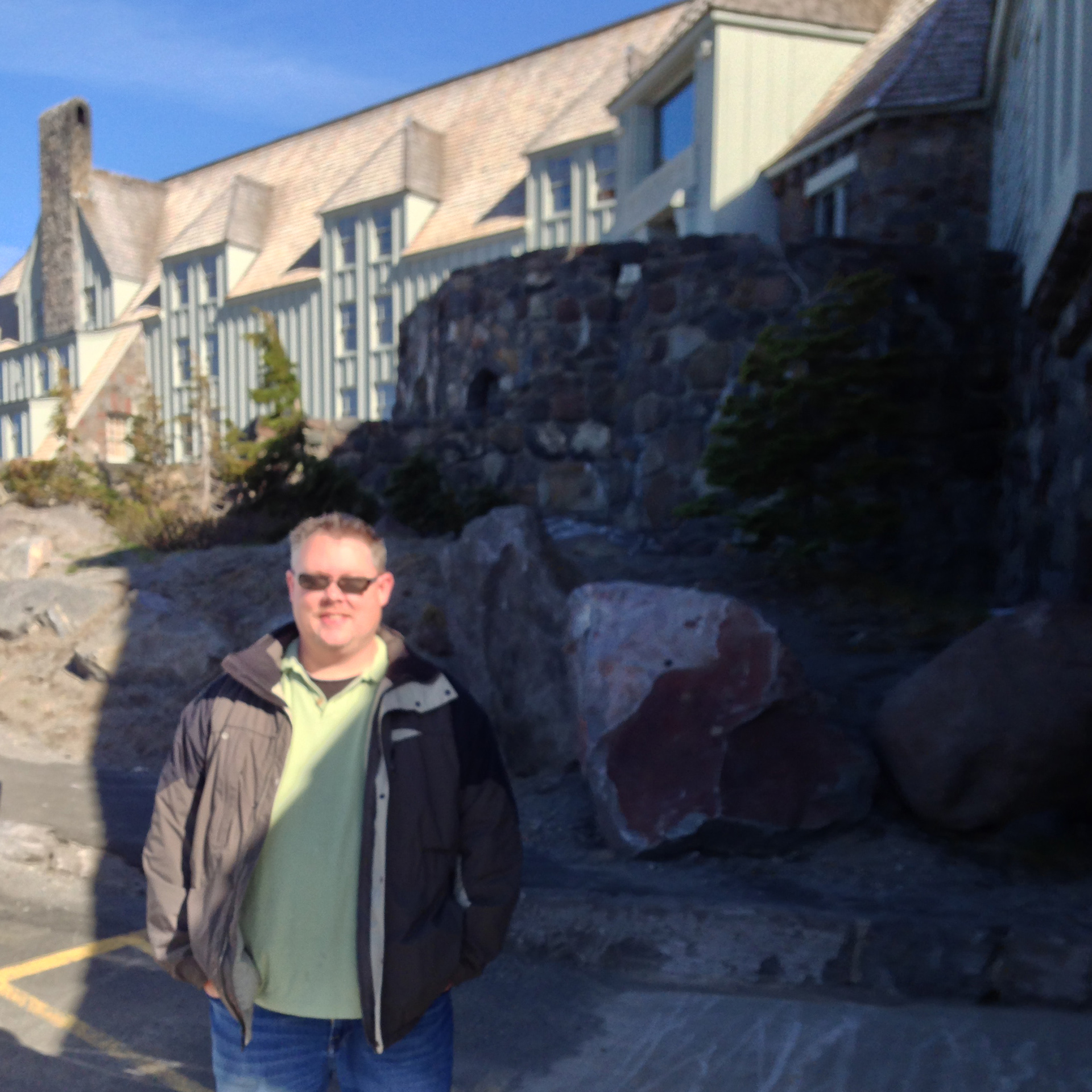 Shooting at the exterior location for the Shining. Yeah it was a little creepy. (Mt Rainier Lodge)