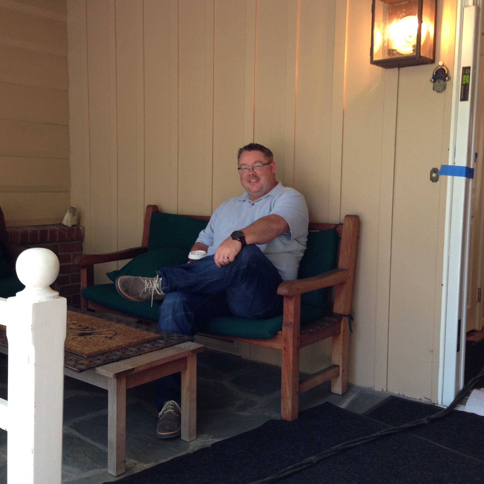 Sitting on Katherine Bach's (Daisy Duke's) front porch. It was an unexpected honor to be able to shoot a commerical at her house, have lunch with her, and get a personal tour of her home, including some personal history with Michael Jackson and the time he lived there writing Thriller. Such a sweeet and generous woman.