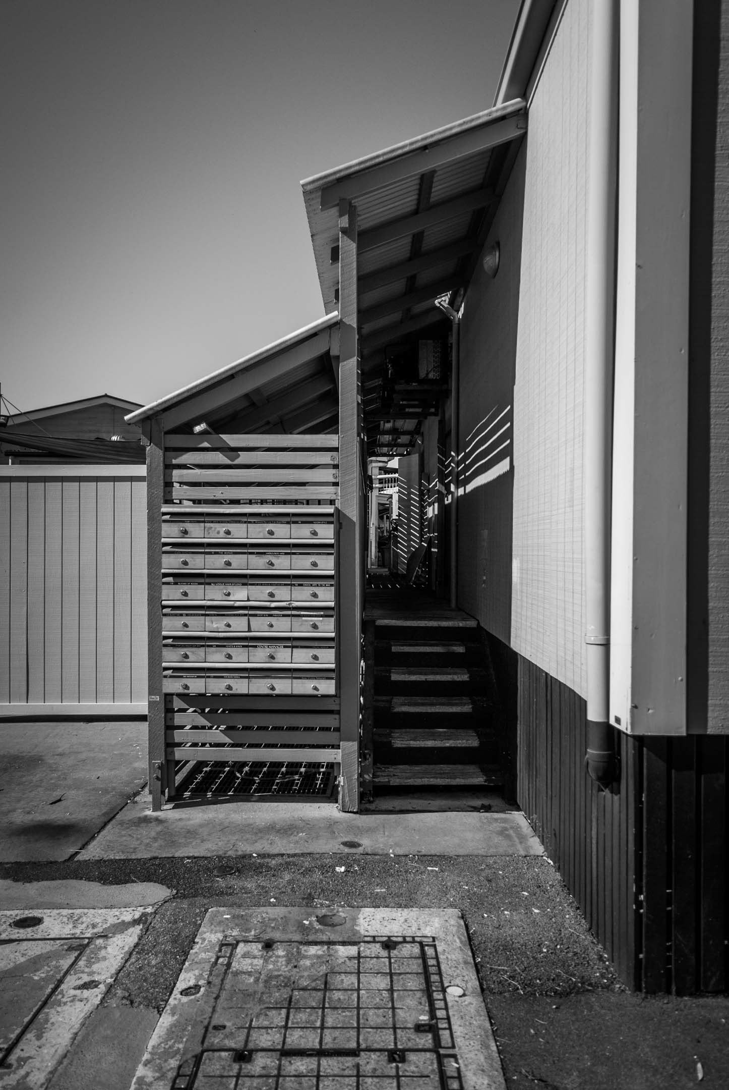 Here's a unique construction. Postboxes on the back corridor of the shops at the Noosa Marina.