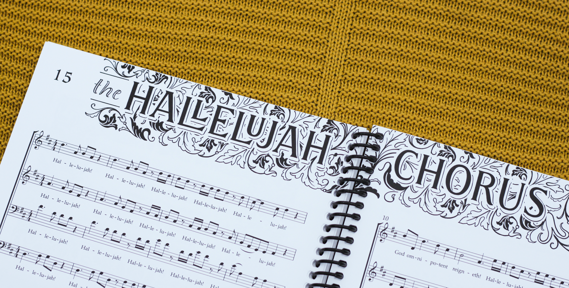 the victorious "Hallelujah Chorus" has illustrations to match: the title and illustrations span each spread