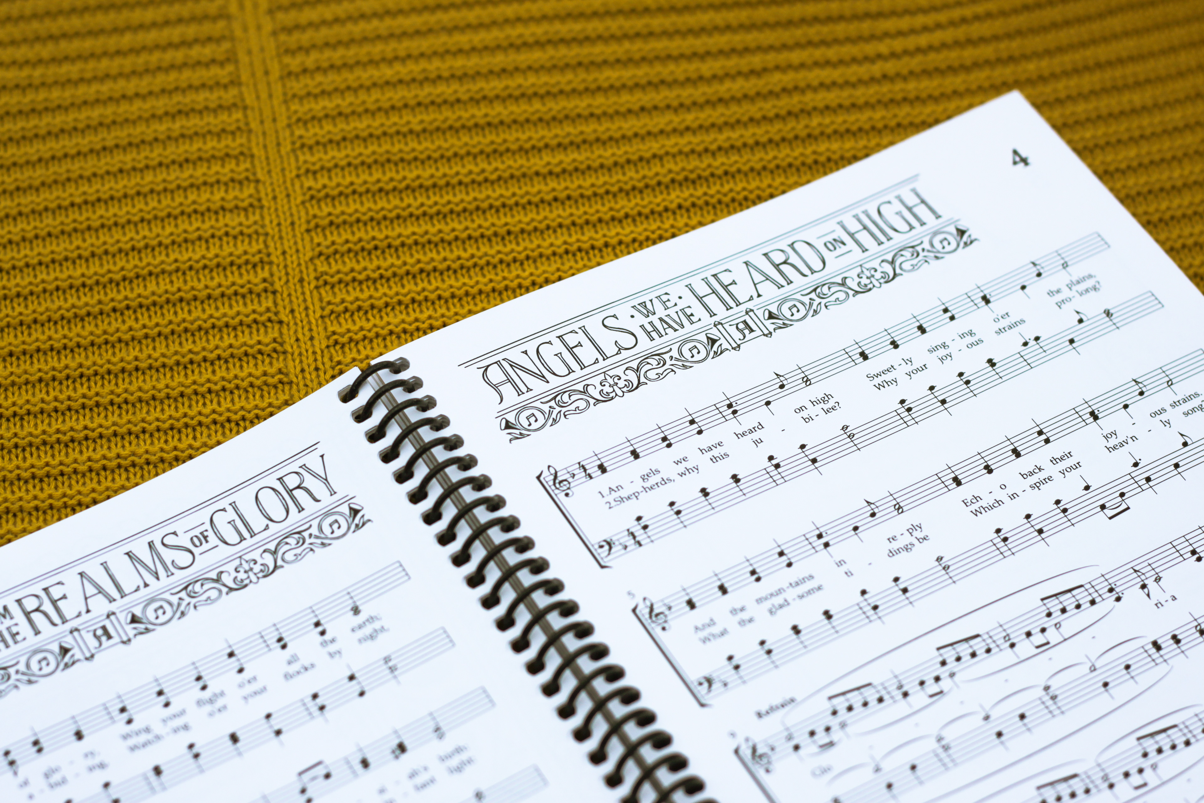 title treatment for "Angels from the Realms of Glory" and "Angels We Have Heard on High"