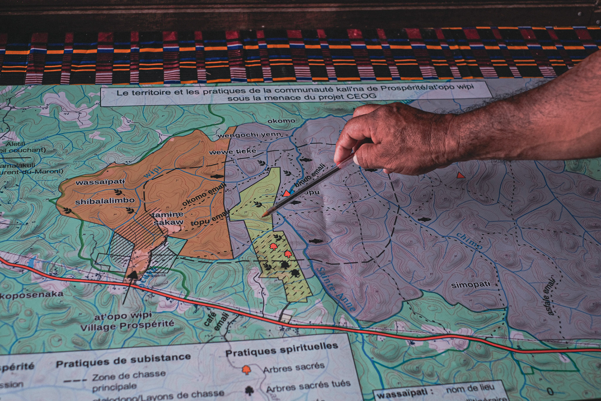 Carte du territoire réalisée par Lancelot Bansac, la surface déforestée est représentée en vert clair
