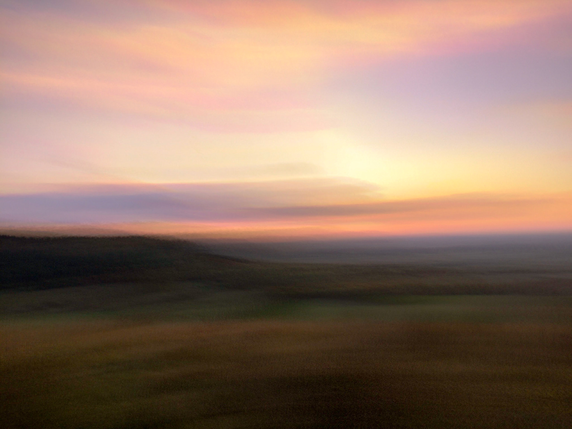 Panning blur of sunset at Aston Rowant NNR