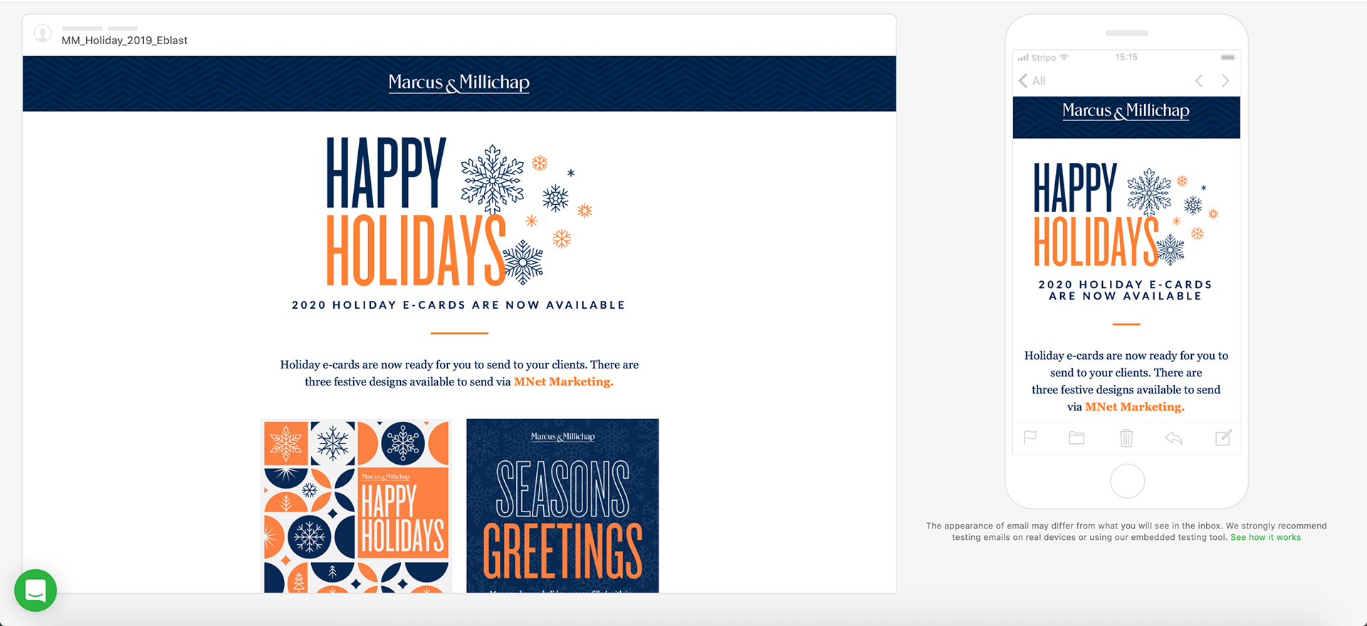2020 M&M Holiday Cards Created in Stripo- Desktop & Mobile Versions