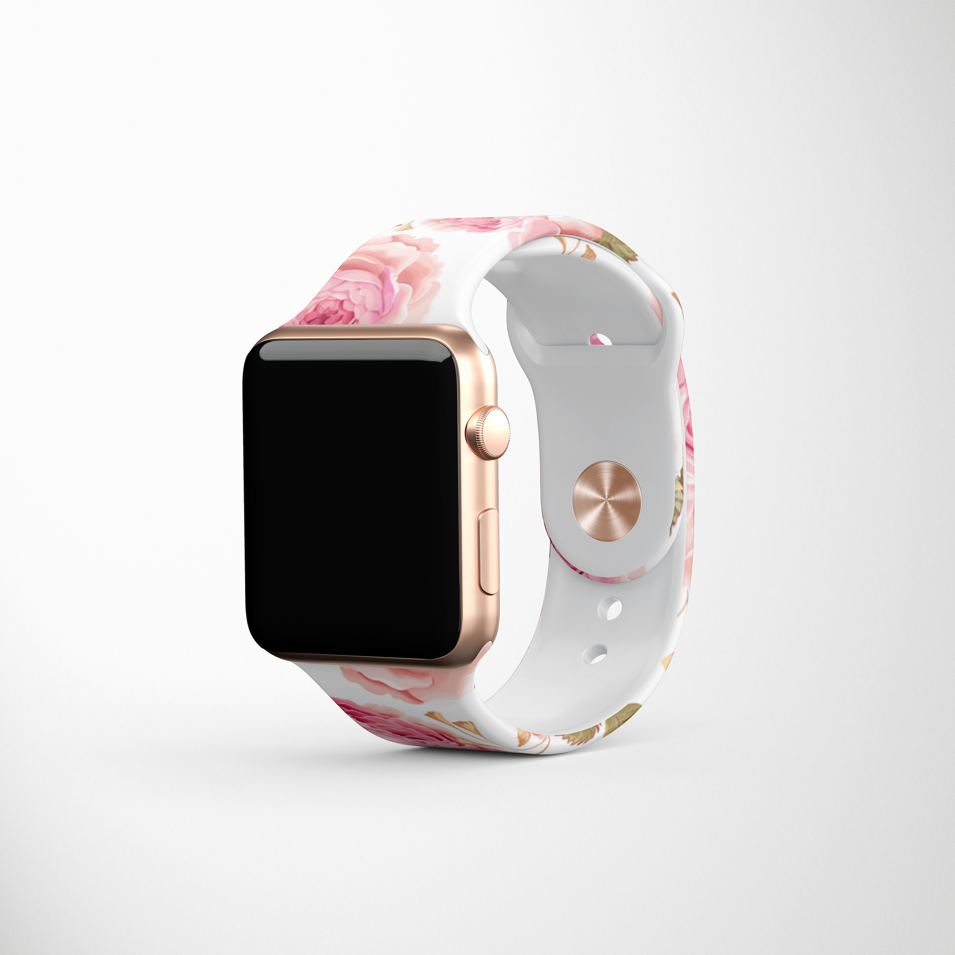 White Floral Apple Watch Band Mock Up